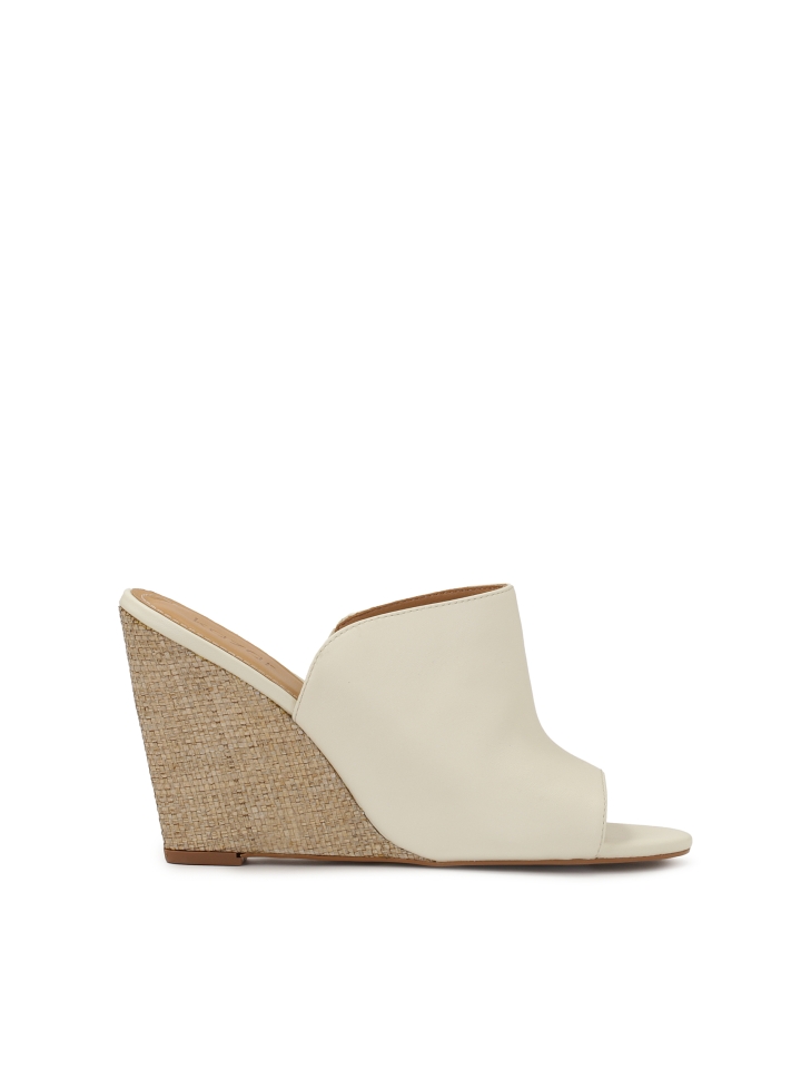 Mules with wide strap on heels