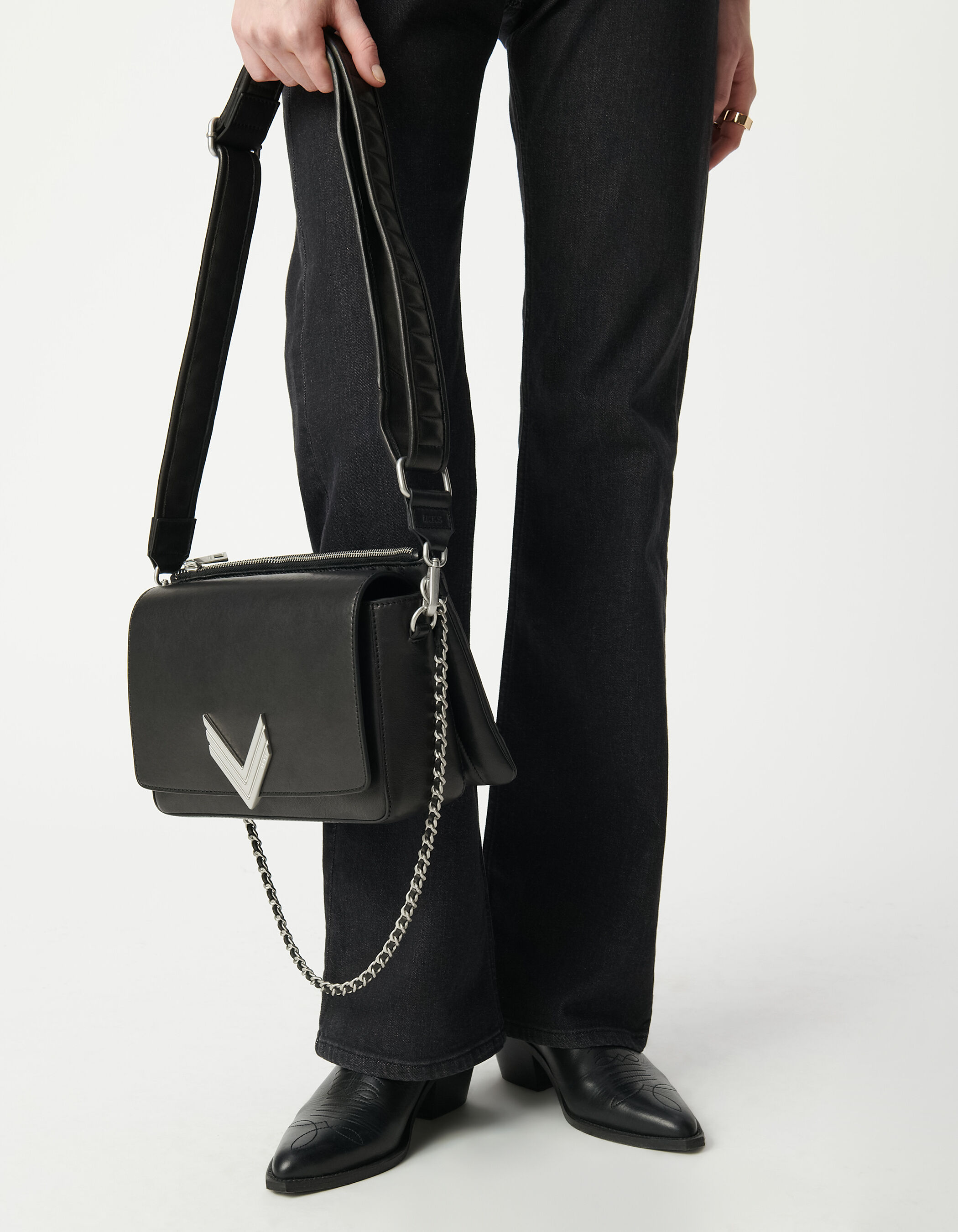 Sac Le 111 Romy noir cuir métalleries silver Femme