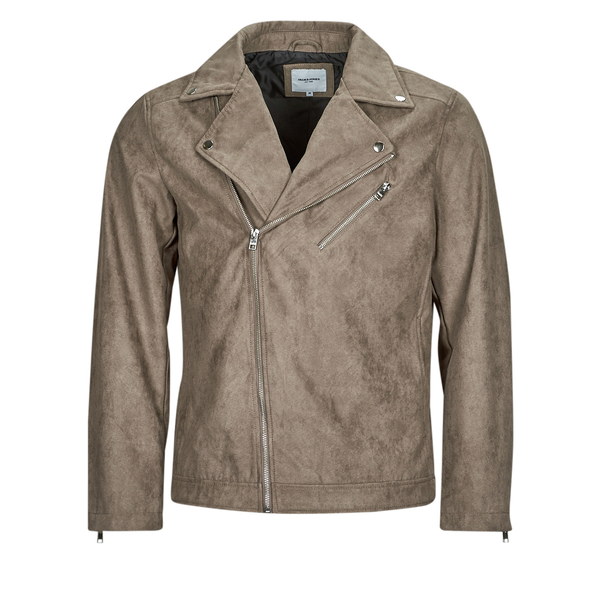 Jack & Jones - JJROCKY FAUX SUEDE BIKER JACKET - Beige