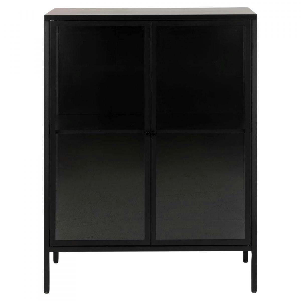 CASTLE - Buffet bas vitrine 2 portes en métal noir