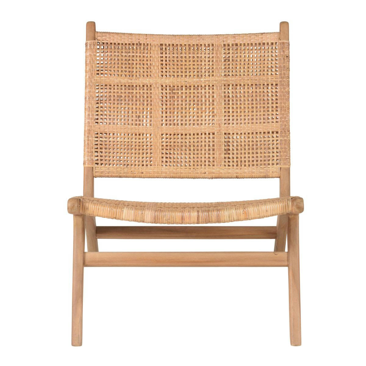 WASI - Fauteuil en teck et canne de rotin tressée