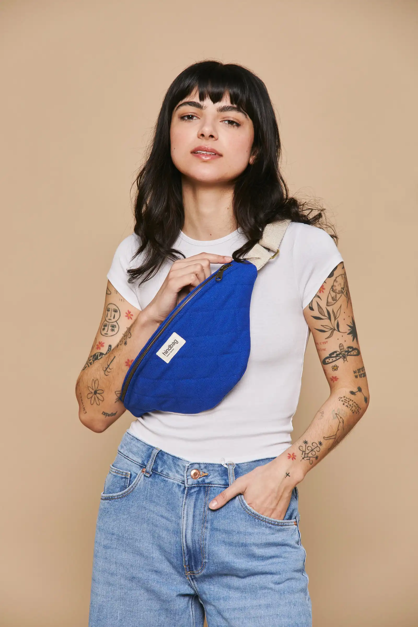 Sac banane matelassé Olivia Bleu électrique