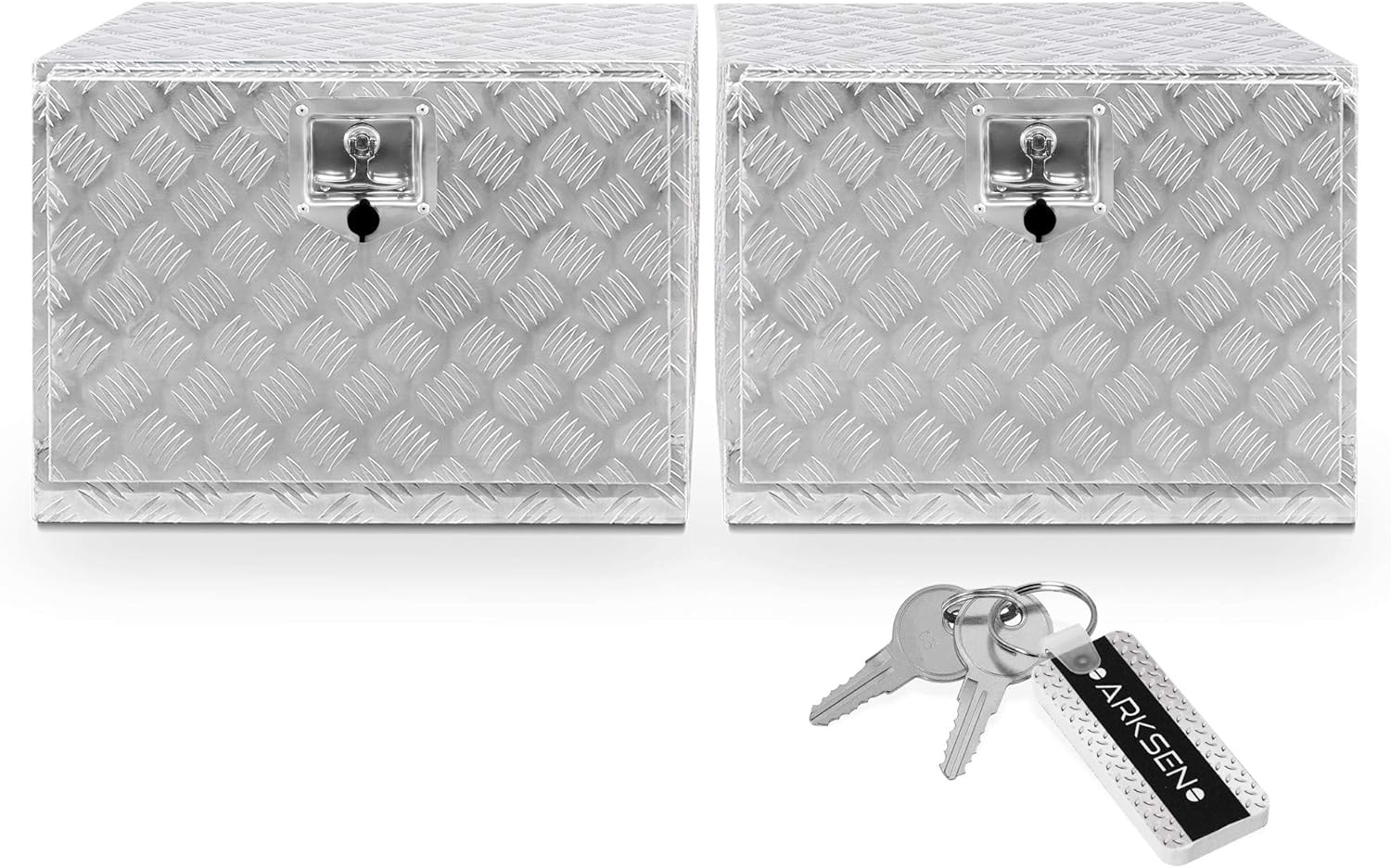 36 Inch Heavy Duty Aluminum Diamond Plate Tool Underbody Box, Waterproof Square Truck Storage Organizer Chest for Pick Up Truck Bed, RV Trailer with T-Handle Lock and Keys - Black(36-inch/Silver)