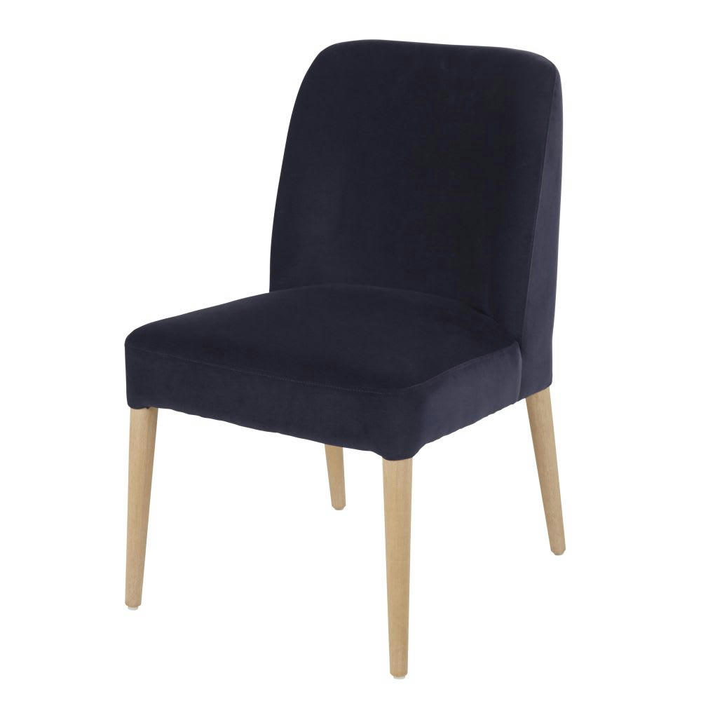 Melvil - Chaise en velours bleu nuit