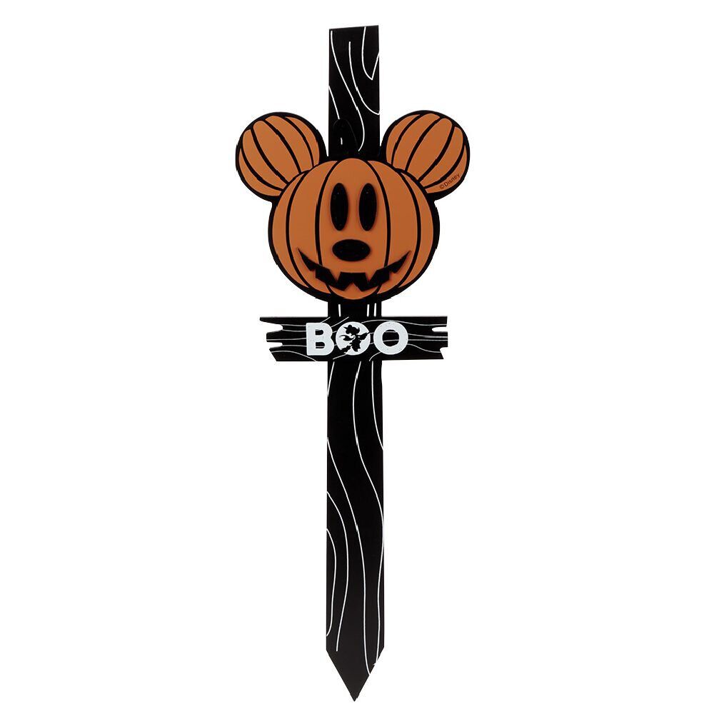 Panneau en bois Disney inscription BOO tête Mickey orange 23,5x2xH80cm