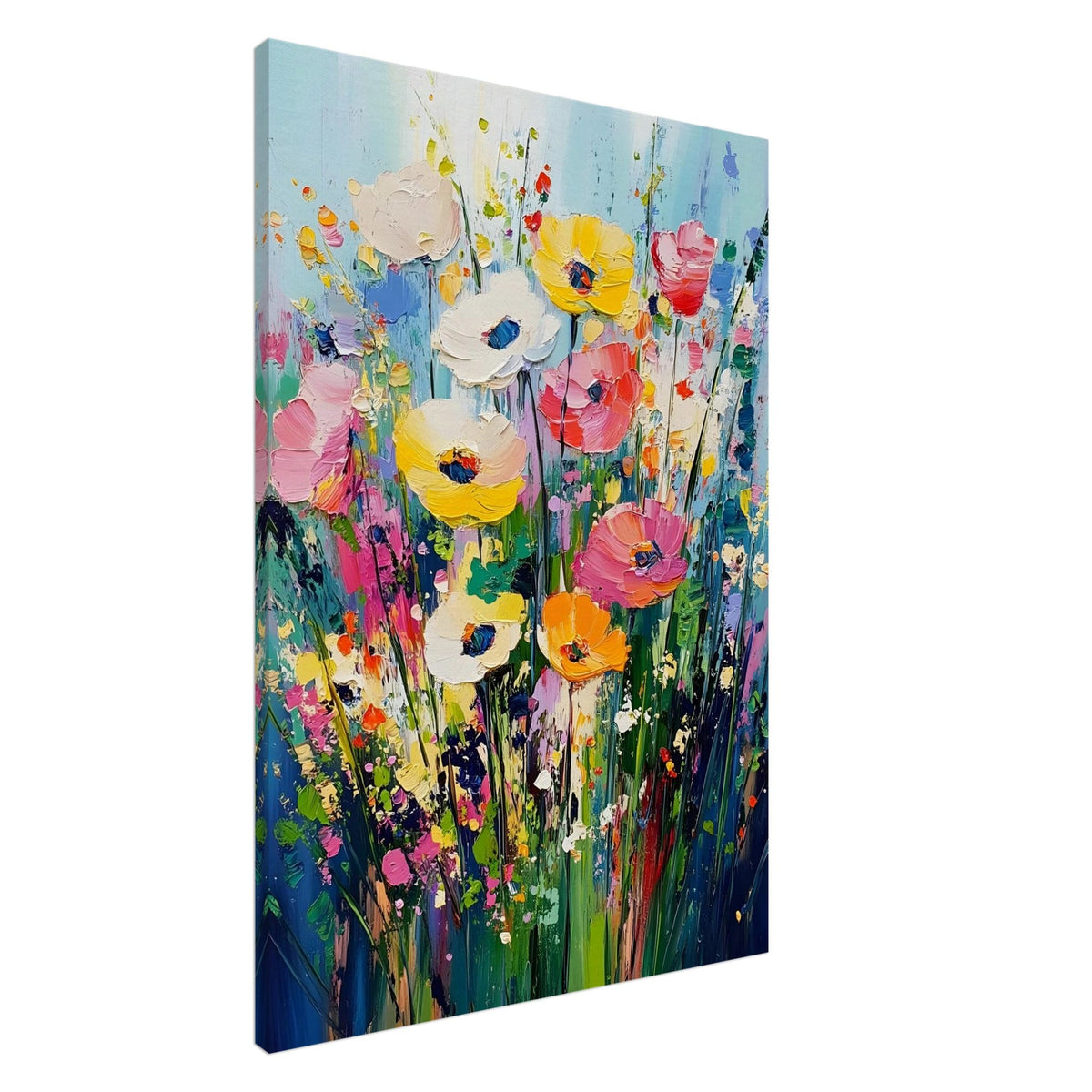 Artfulprints Canvas Colourful flowers canvas - 75x100 cm - Meerkleurig