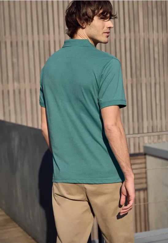 Kurzarm Poloshirt im Melange-Look