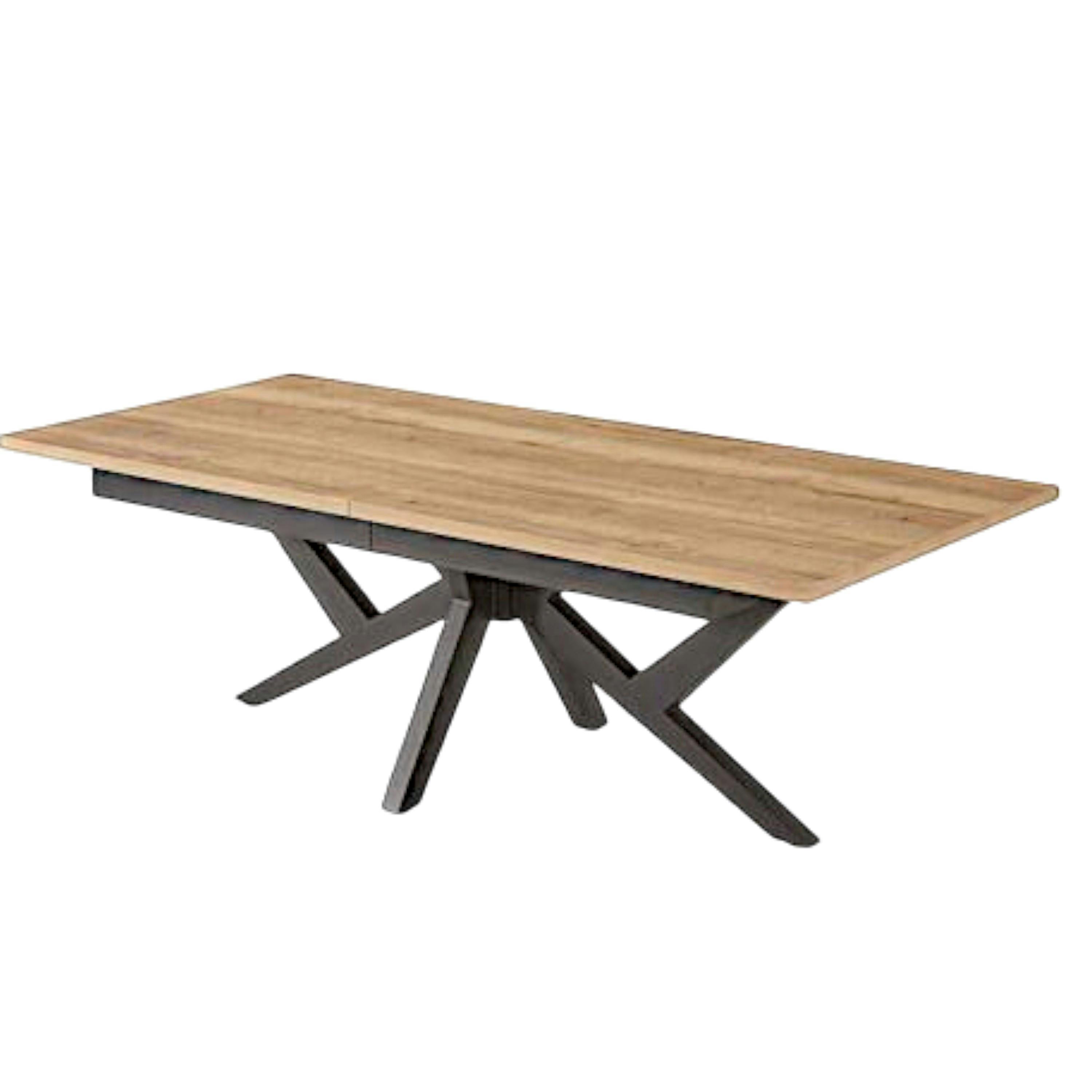 Table extensible décor chêne clair & métal noir 200-340 cm DALLAS