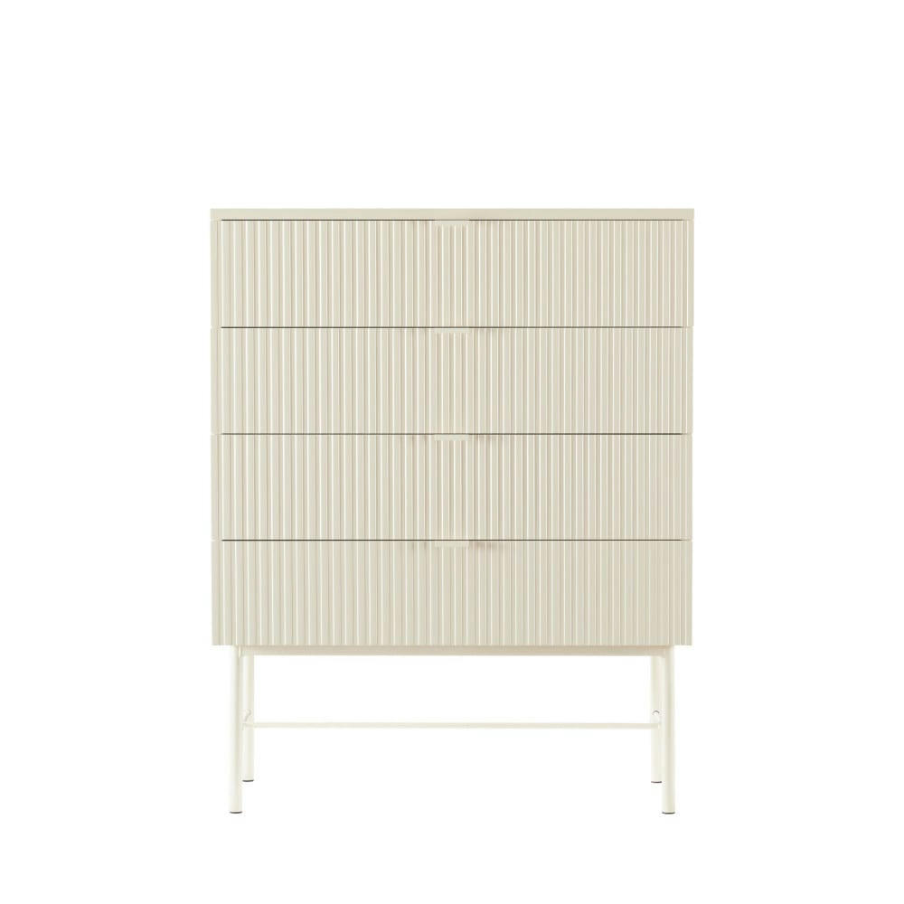 MOLLY - Commode 4 tiroirs en bois et métal L79cm crème