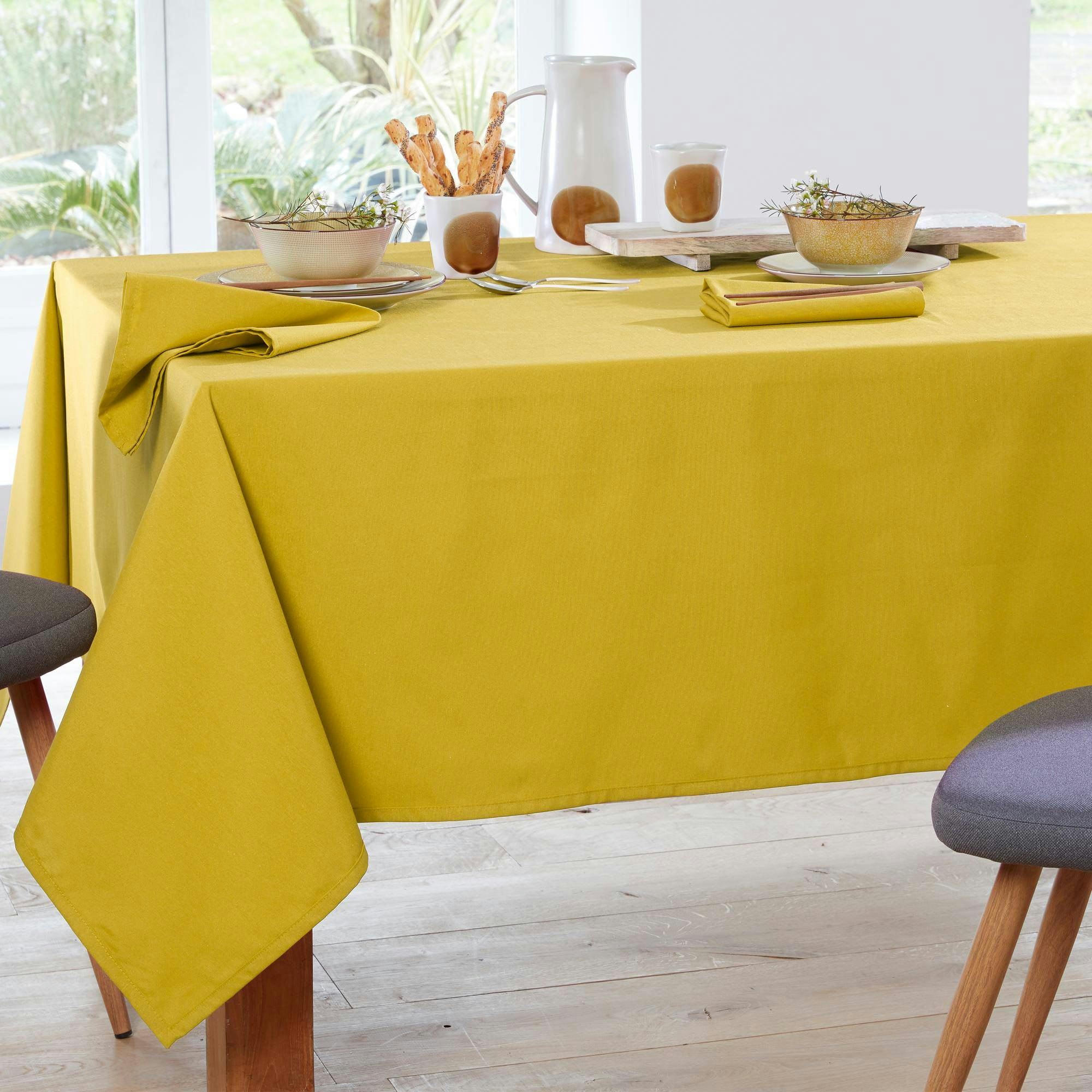 LONETA - Nappe 140x250 jaune en coton