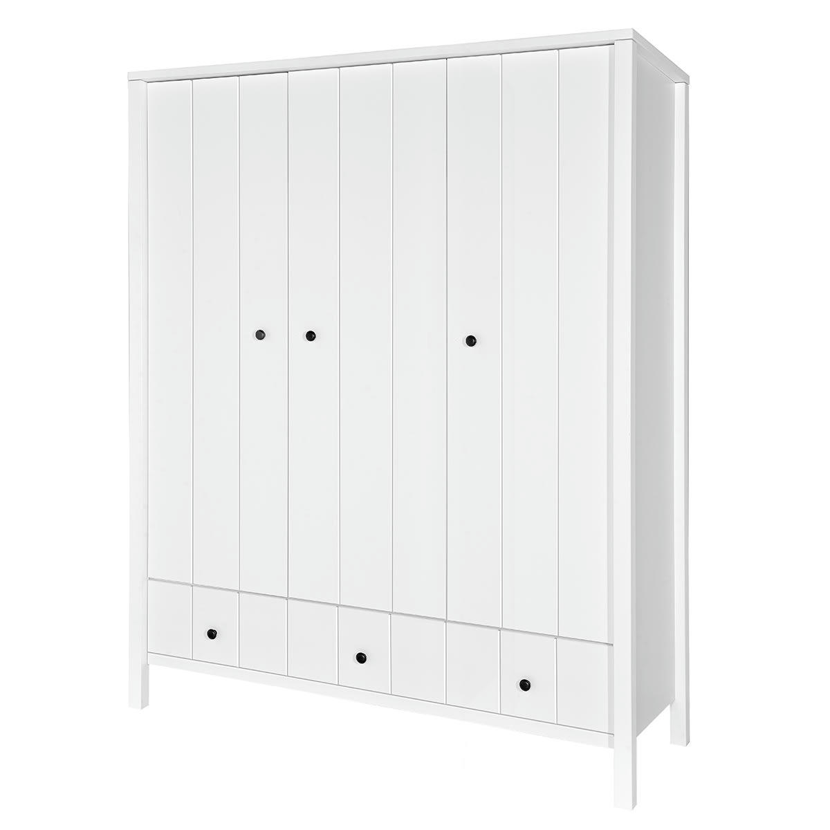 ALLPIN - Armoire 3 portes 2 tiroirs blanc