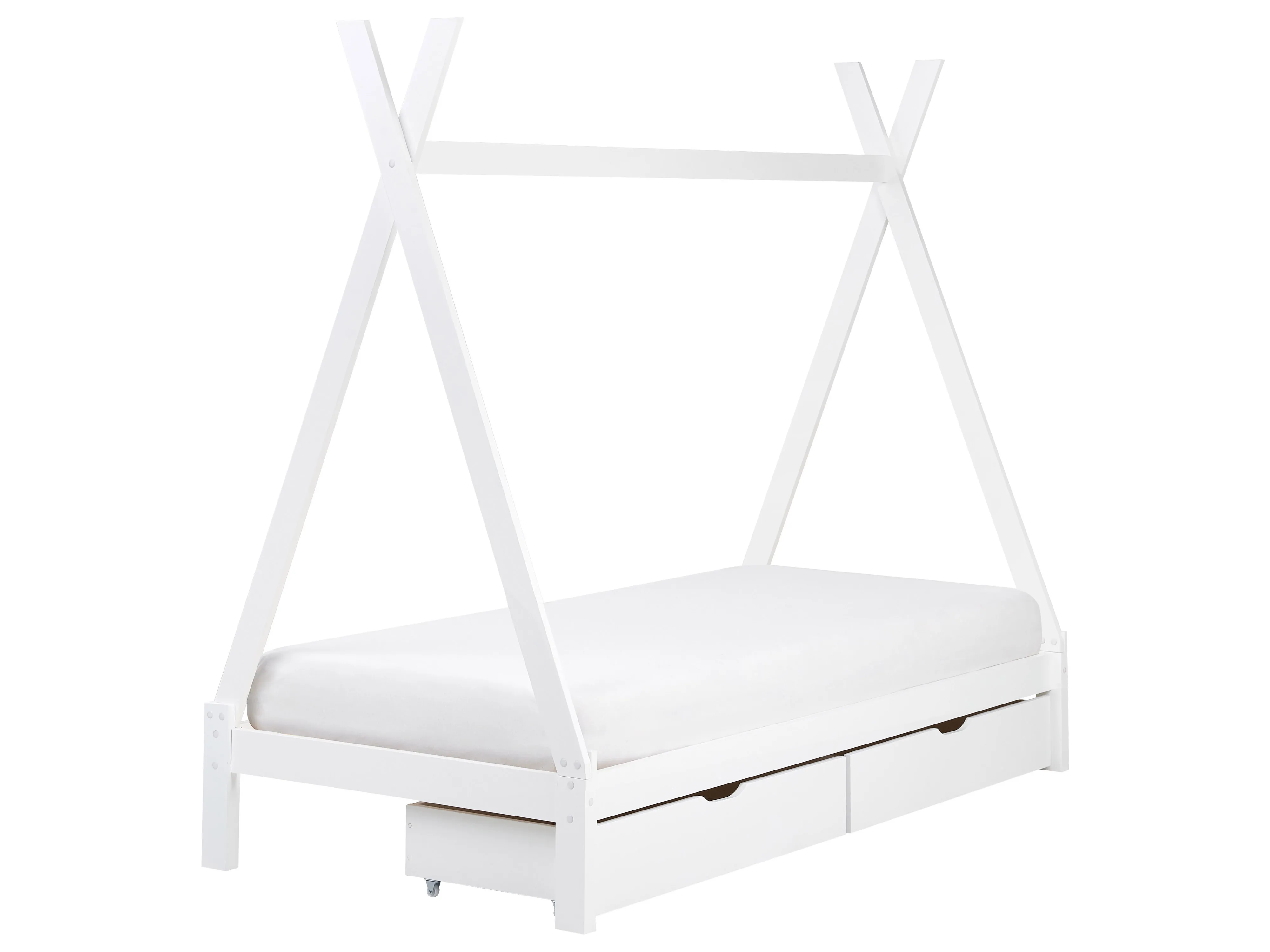 Kids Bed Teepee Pine Wood DEVAY 90 x 200 cm (EU Single) White