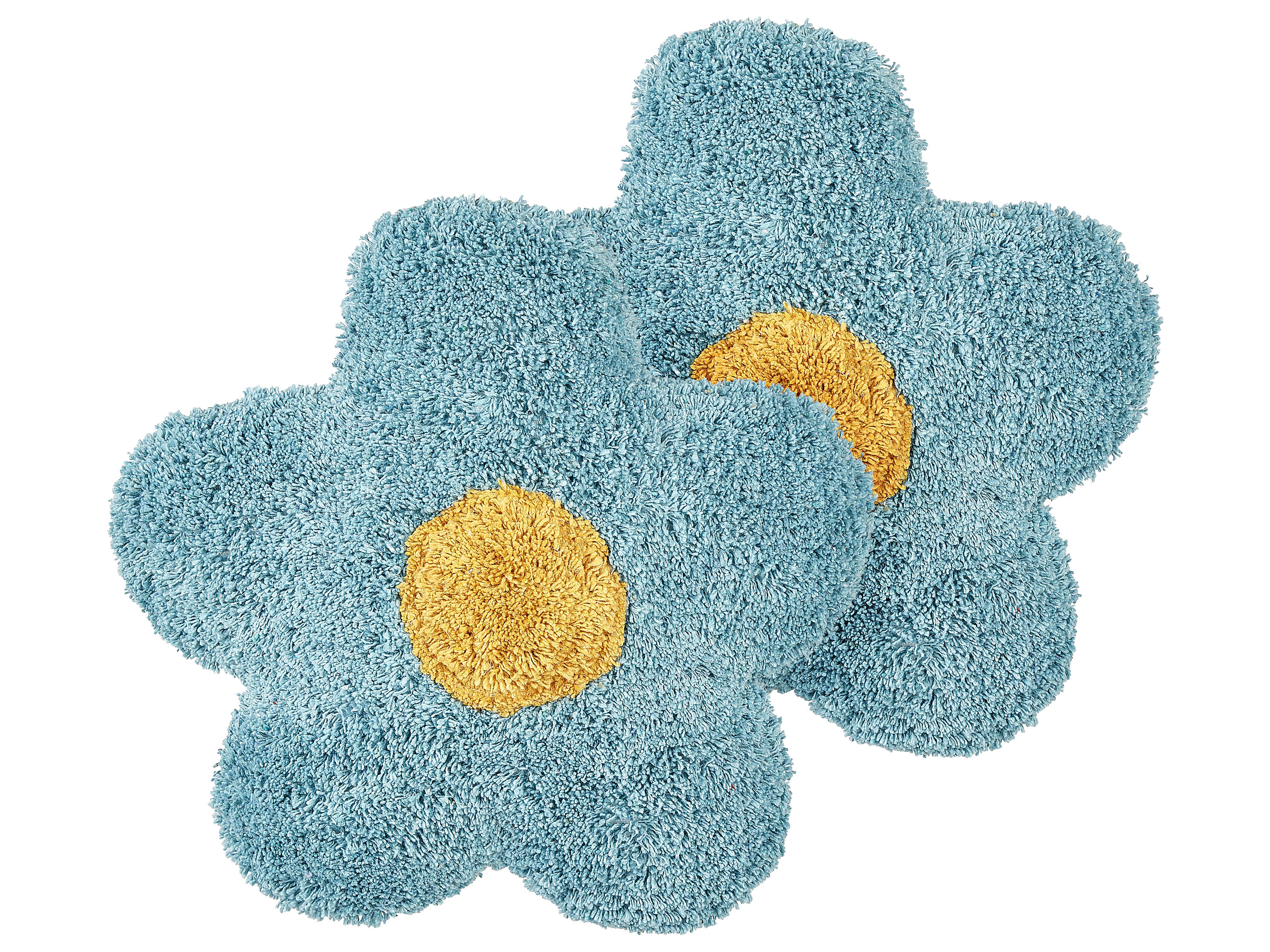 Set of 2 Decorative Cushions SORREL Cotton 30 x 30 cm Blue Flower