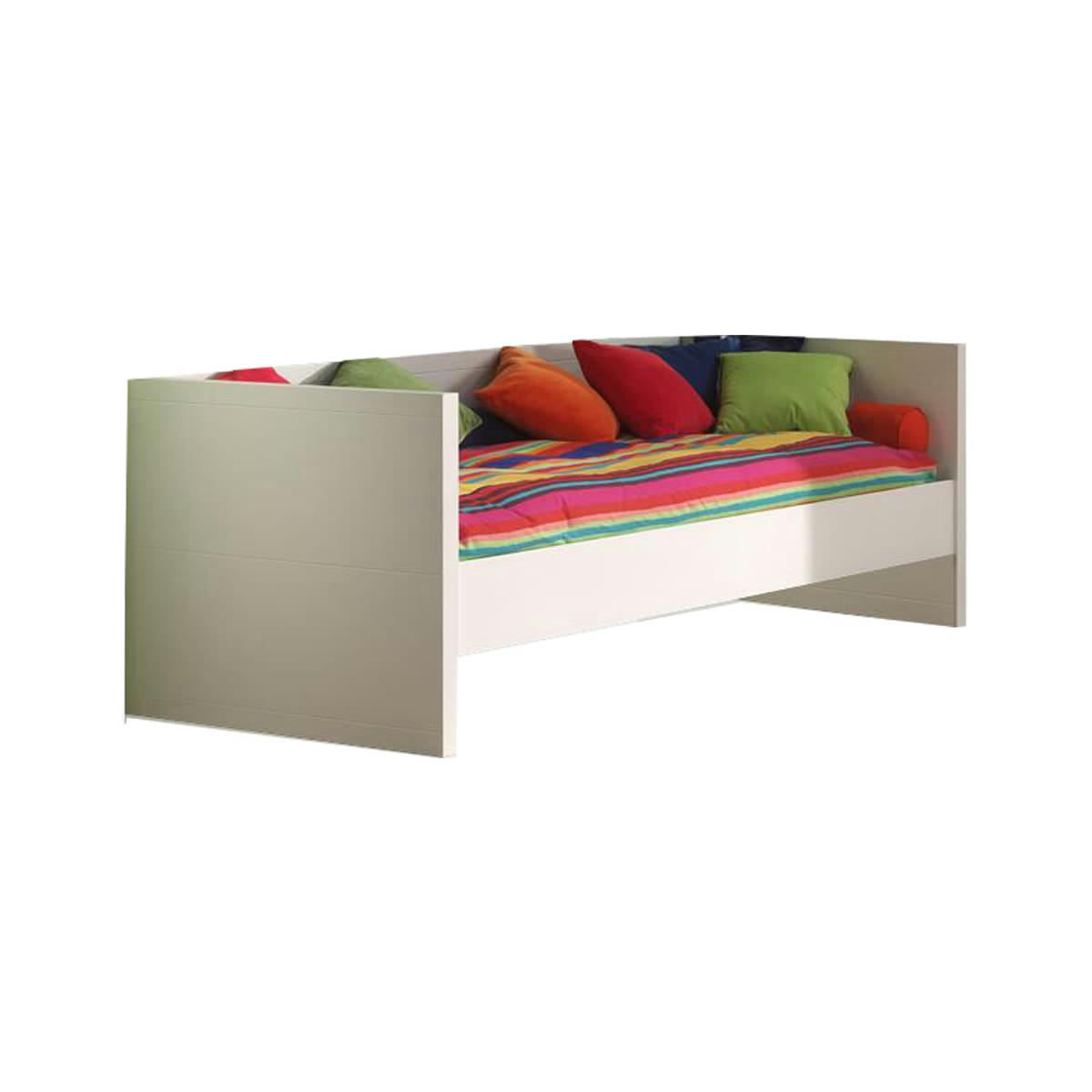 LARA - Lit capitaine 90x200 sommier inclus blanc