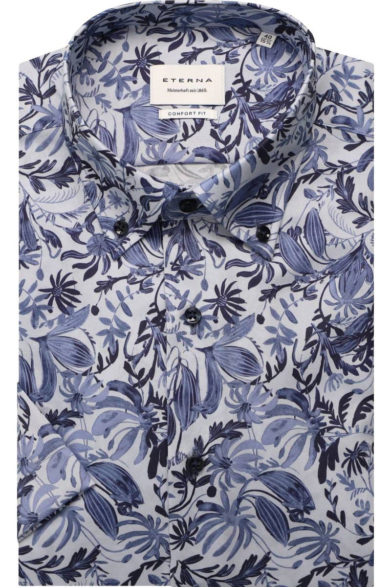 ETERNA Comfort Fit Hemd blau, Bedruckt