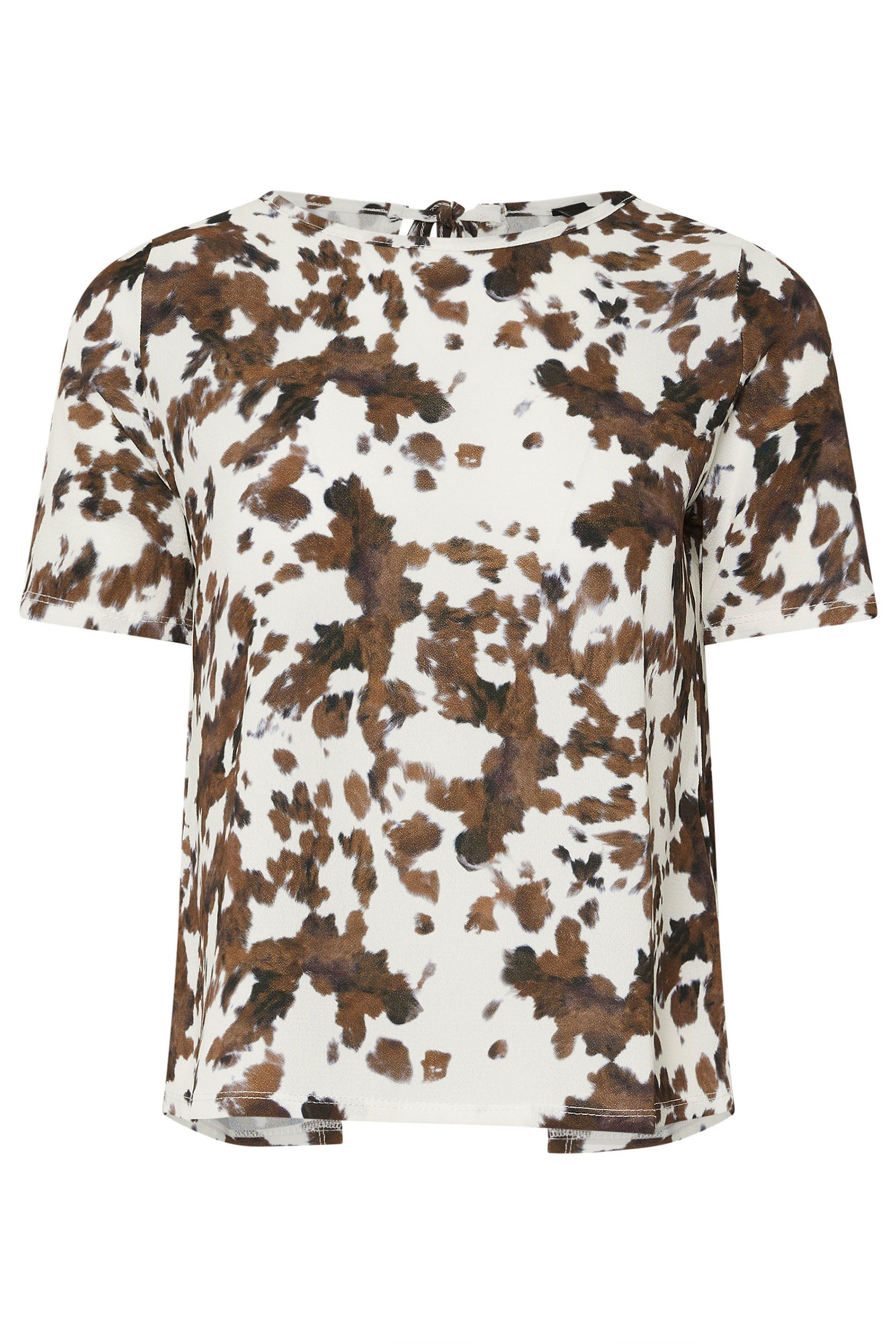 PixieGirl Petite Cow Print Tie Back Top