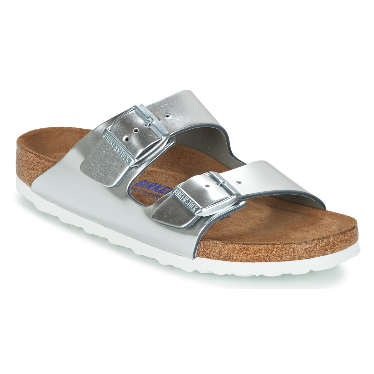 BIRKENSTOCK - Arizona Soft Footbed - Metallic / Leather / Silver