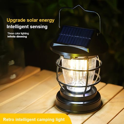 NNETM Black Solar Powered LED Camping Light