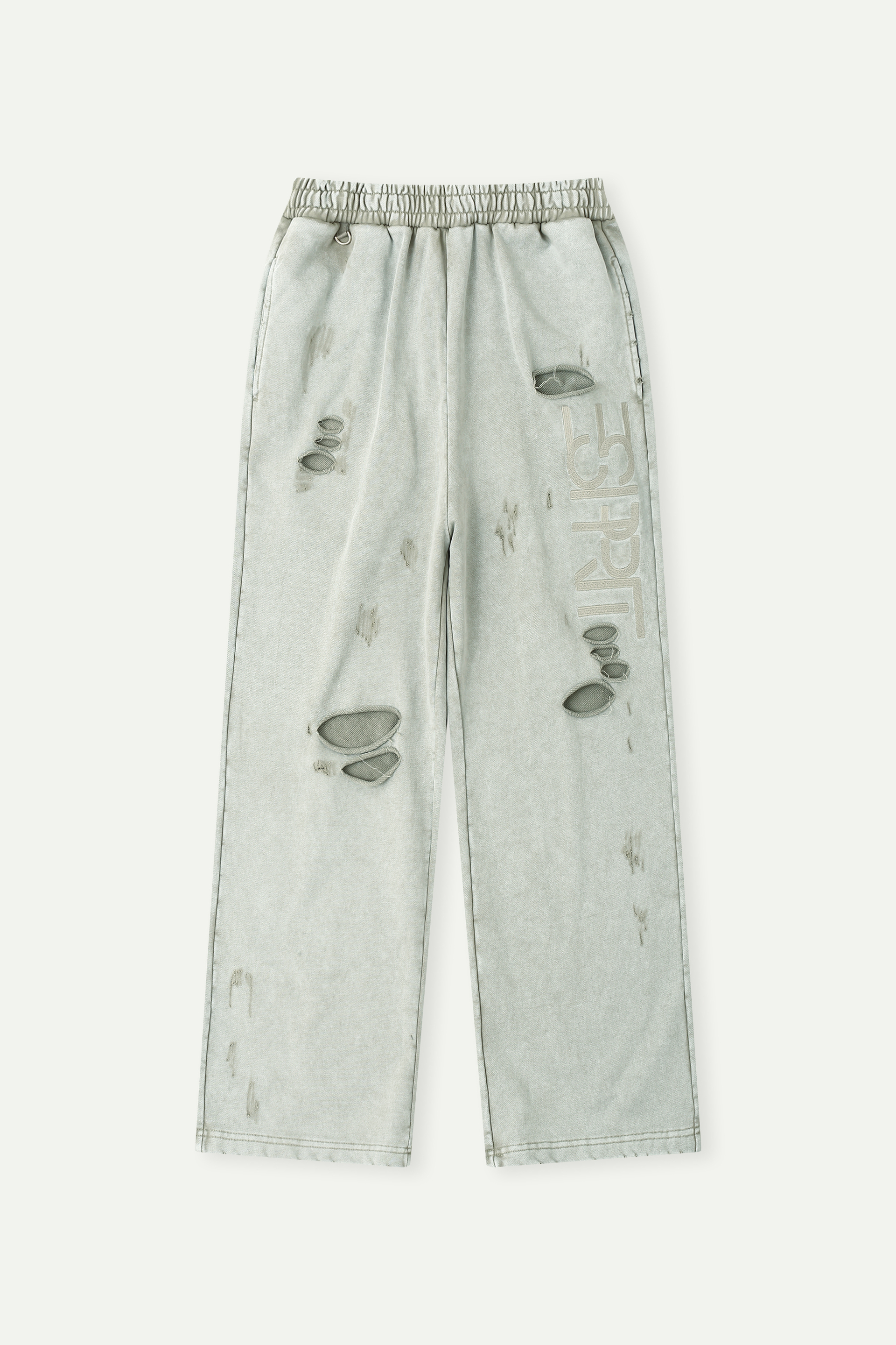 Distressed Wide-Leg Pants