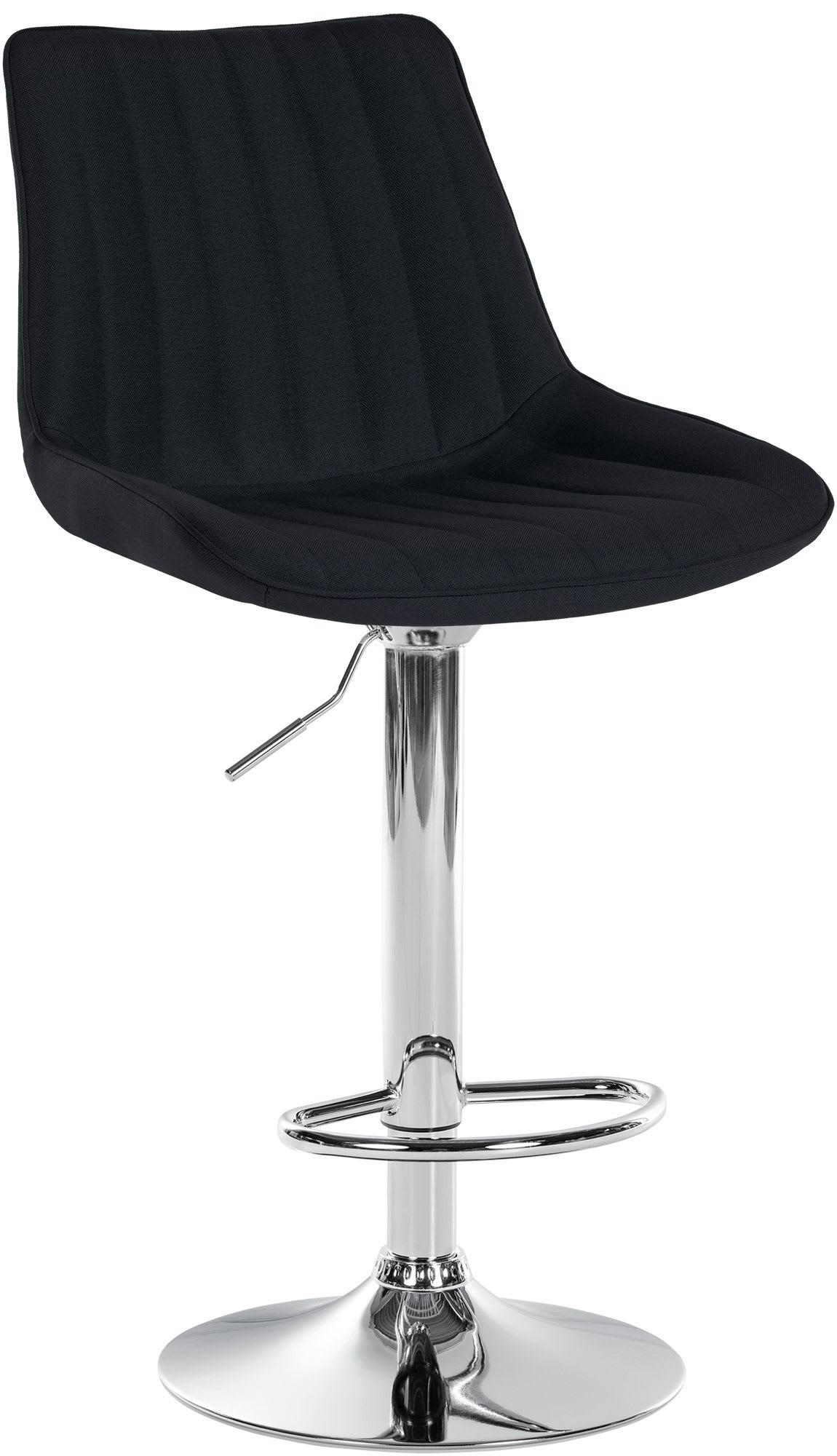 TONI - Tabouret de bar en tissu ajustable pivotant tissu Noir