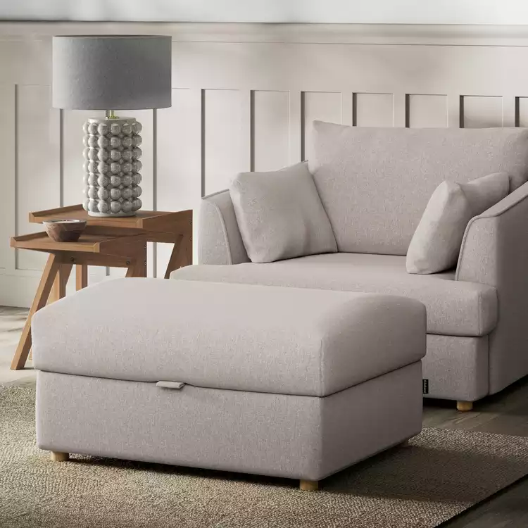 Habitat Holmfirth Fabric Footstool - Stone