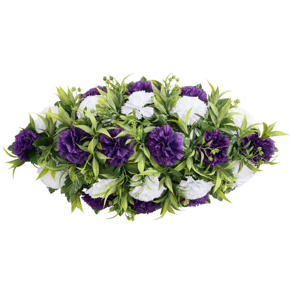 Gerbe chrysanthèmes 22 tiges violet et blanc 70x40xH20cm