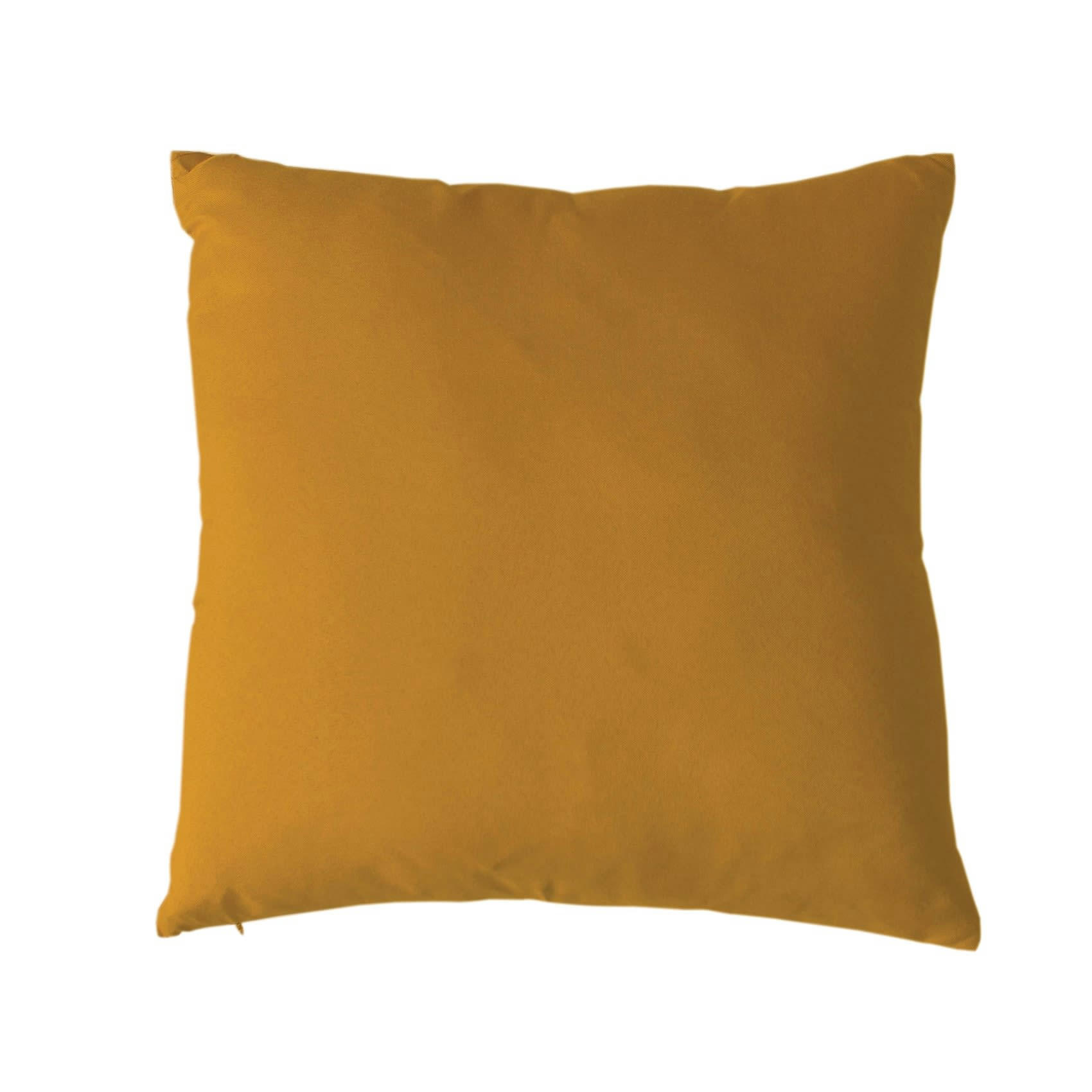 - Coussin uni et déhoussable polyester jaune ocre 50x50 cm