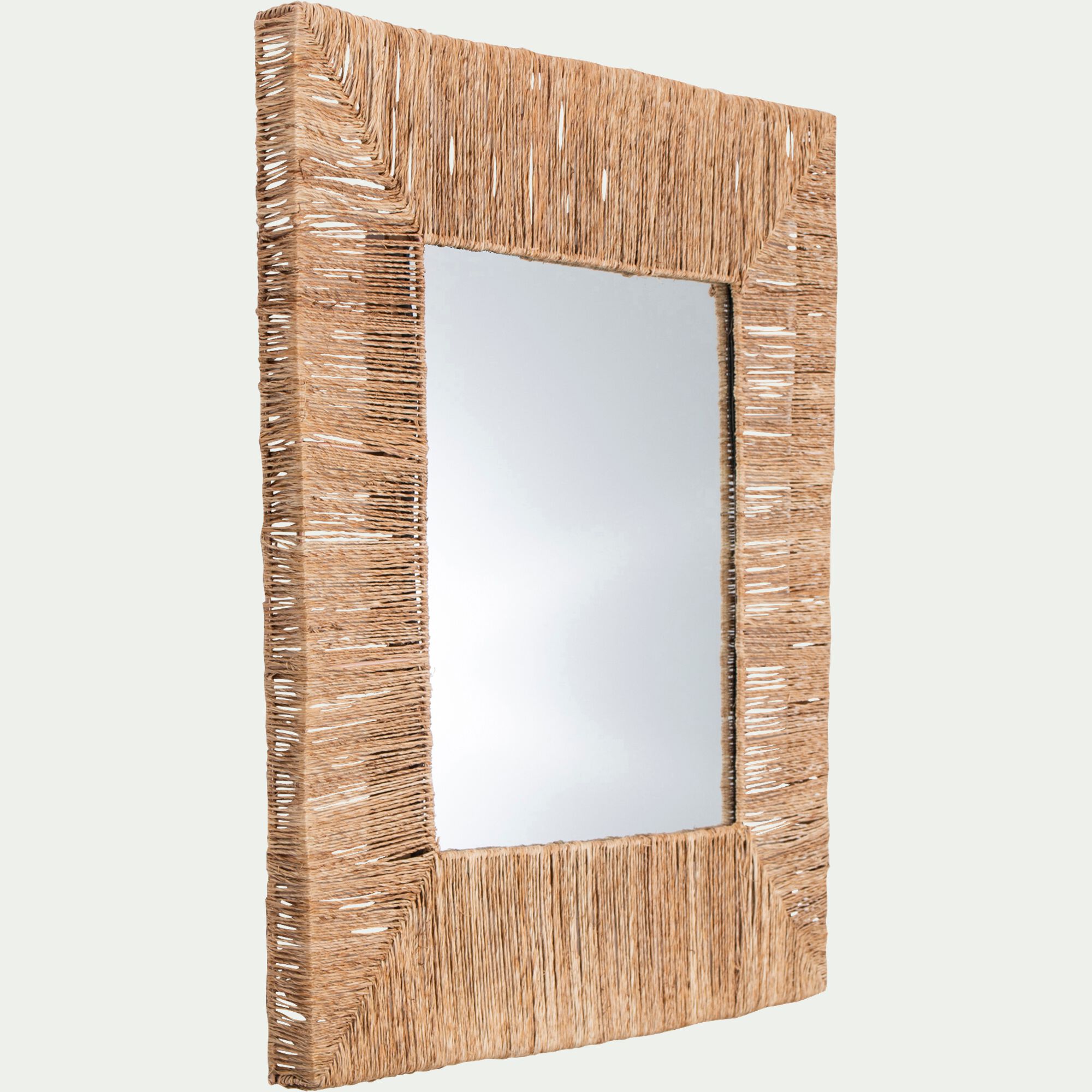 VENDRES - Miroir carré en jonc de mer - naturel 76x76cm