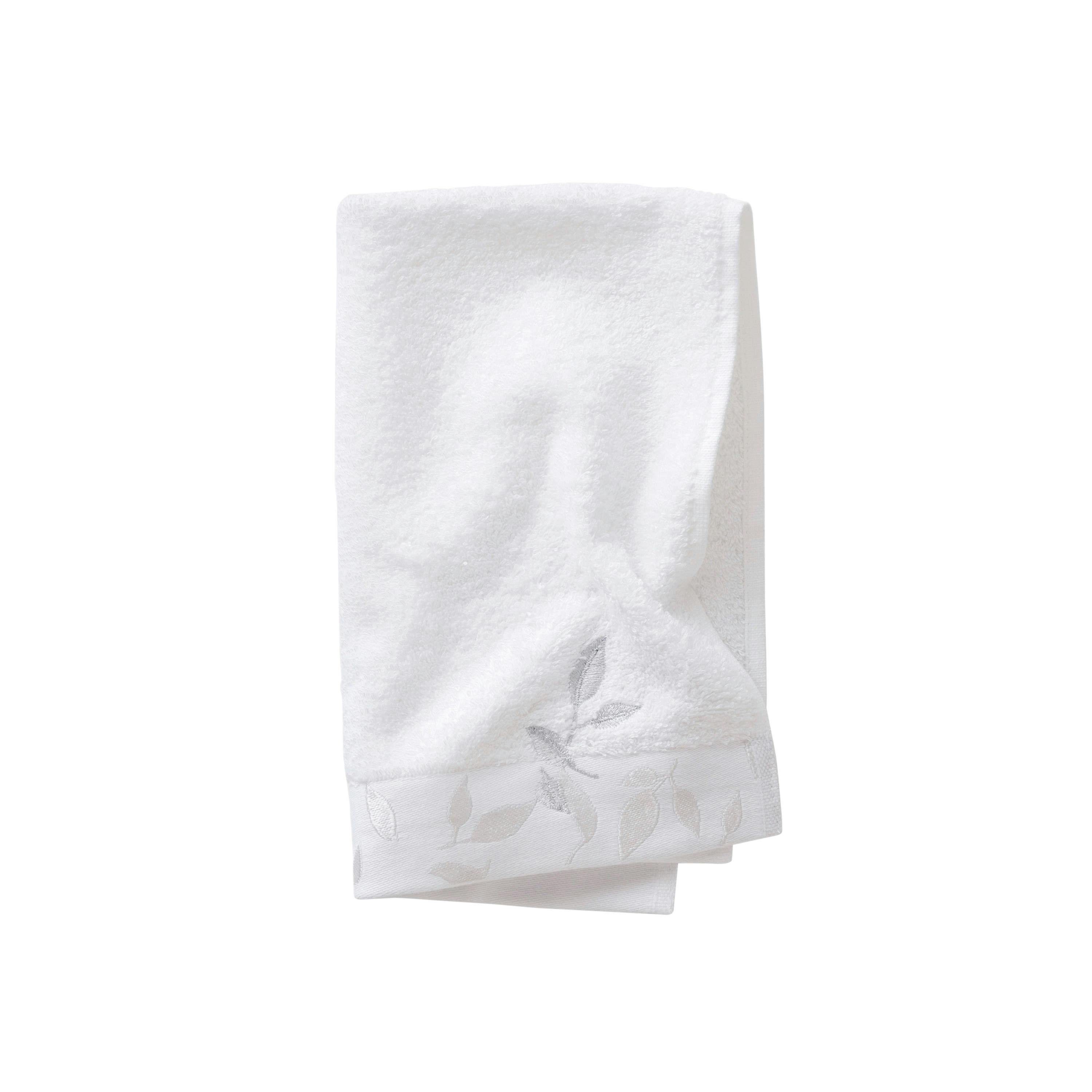 EQUINOXE - Serviette invité Neige brodé bouclette jacquard blanc 30 x 50 cm