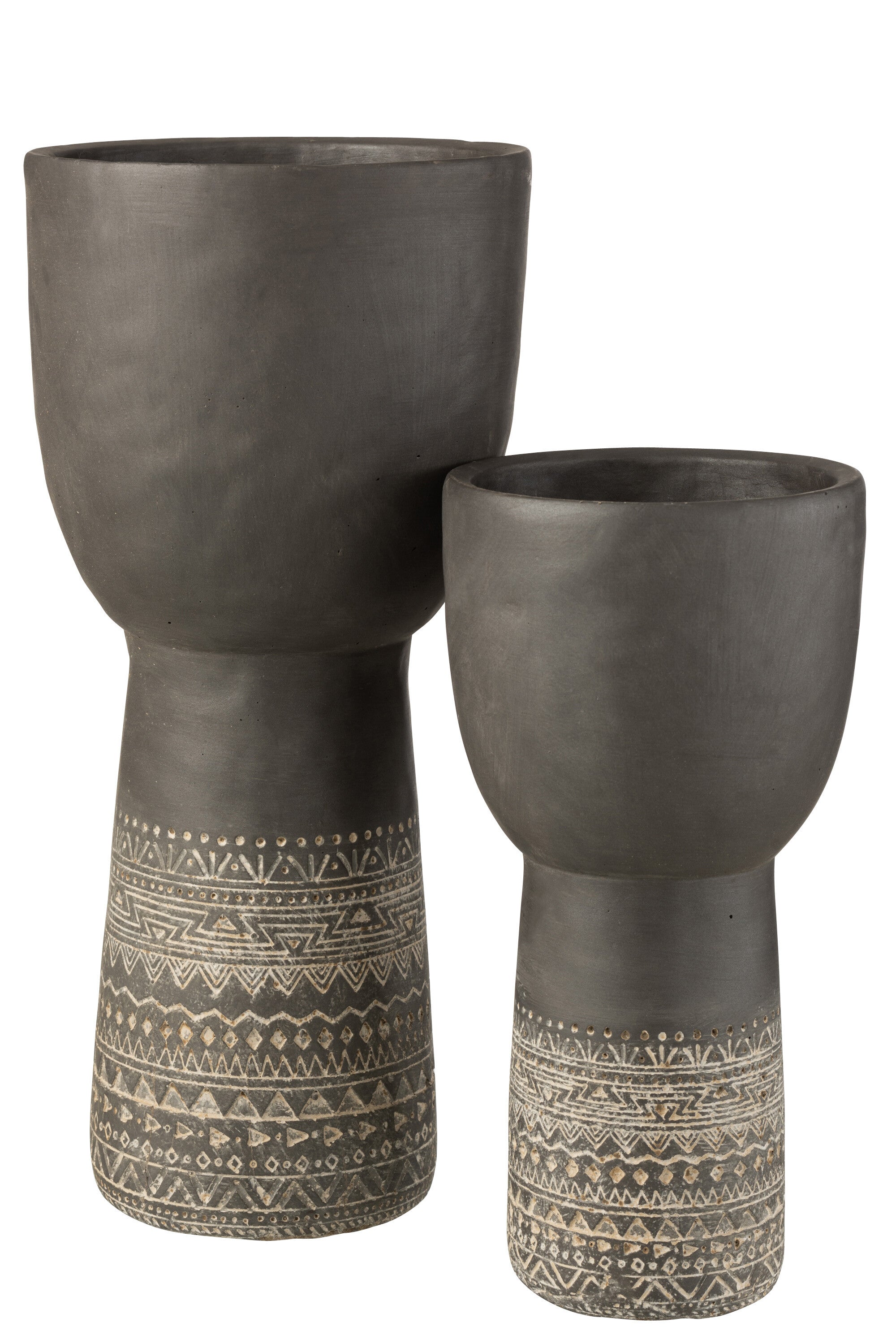 J-Line bloempot Gat Decoratie Etnisch - cement - grijs - large - Ø 23