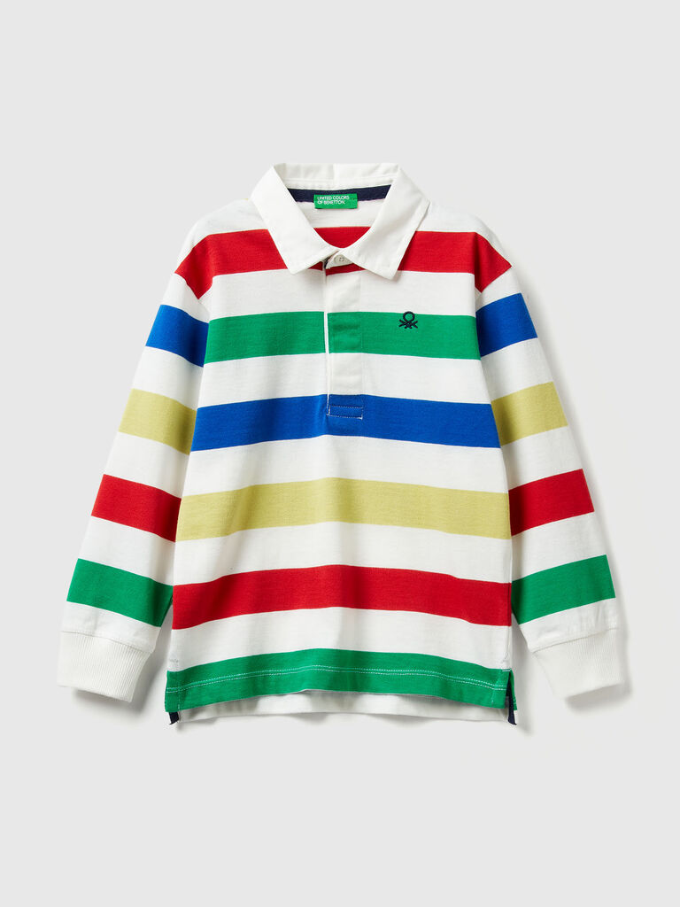 Striped rugby polo in cotton