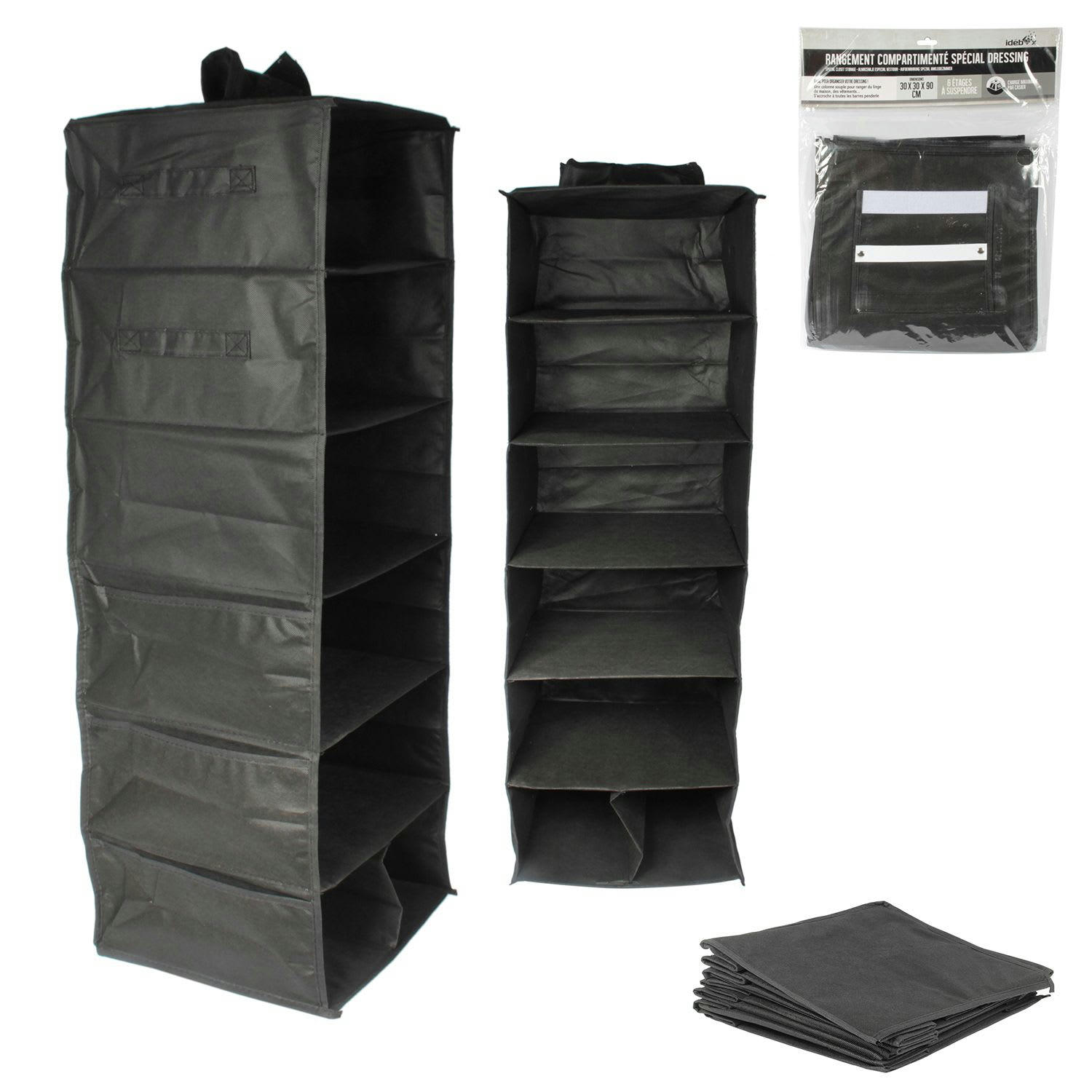 - Rangement d'intérieur pliable 7 compartiments noir noir