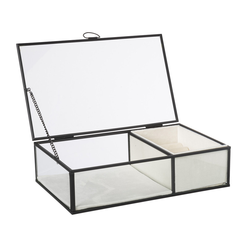 Sieradendoos met ringhouder - zwart - 25x15x6.5 cm