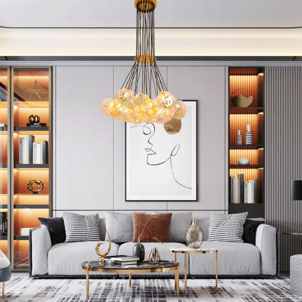 Lampa Sufitowa Wisząca Żyrandol Do Salonu Jadalni Złota