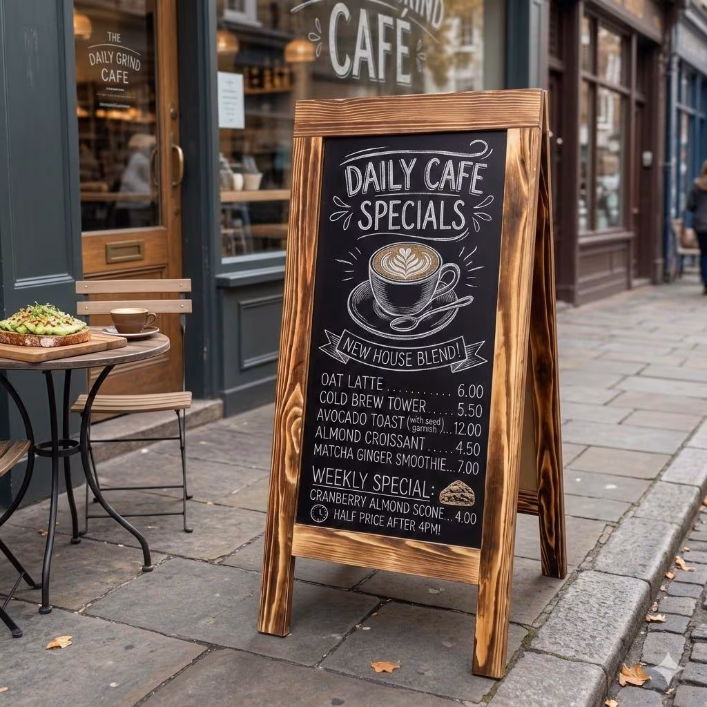 A-Frame Shop Street Sign | For Cafe Restaurant Bar | Sandwich Board | Chalkboard
