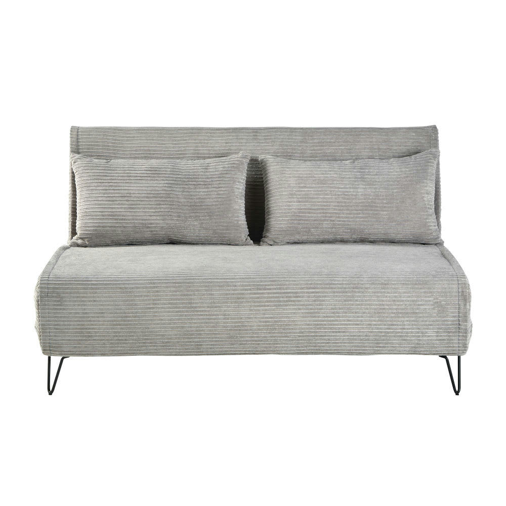 Nio - Canapé clic-clac 2 places en velours gris clair