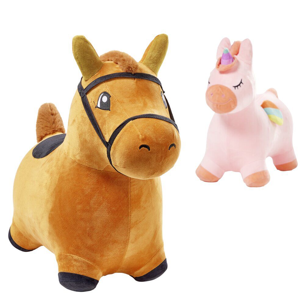 Animal sauteur cheval marron à gonfler 27x53xH53cm