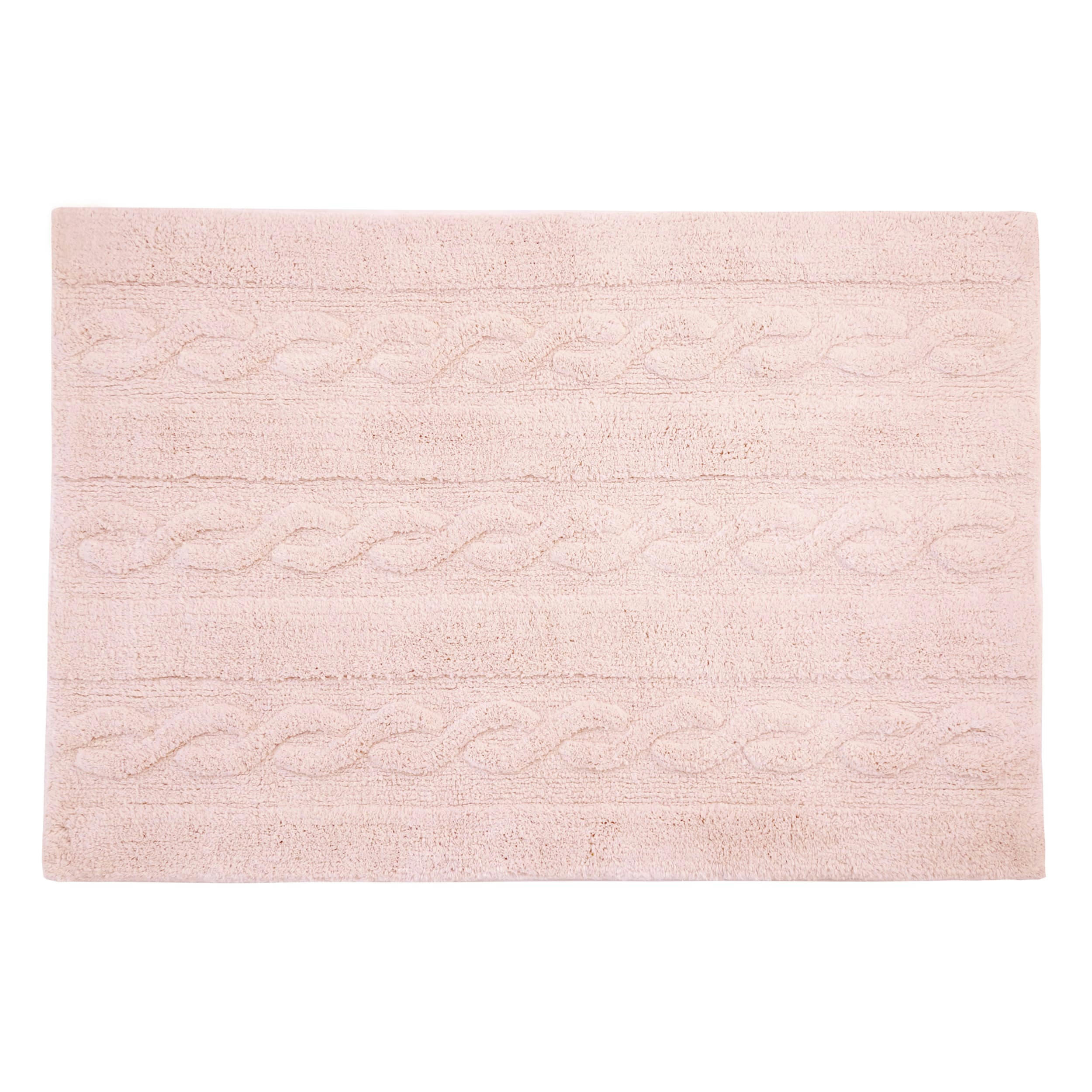TRESSE - Tapis coton motif tresse rose 120x80