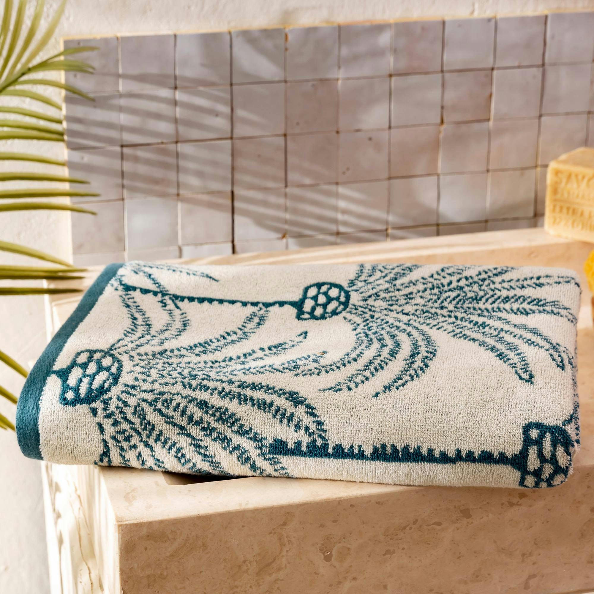 PALMARIX - Drap de bain 70x140 bleu canard en coton 480 g/m²