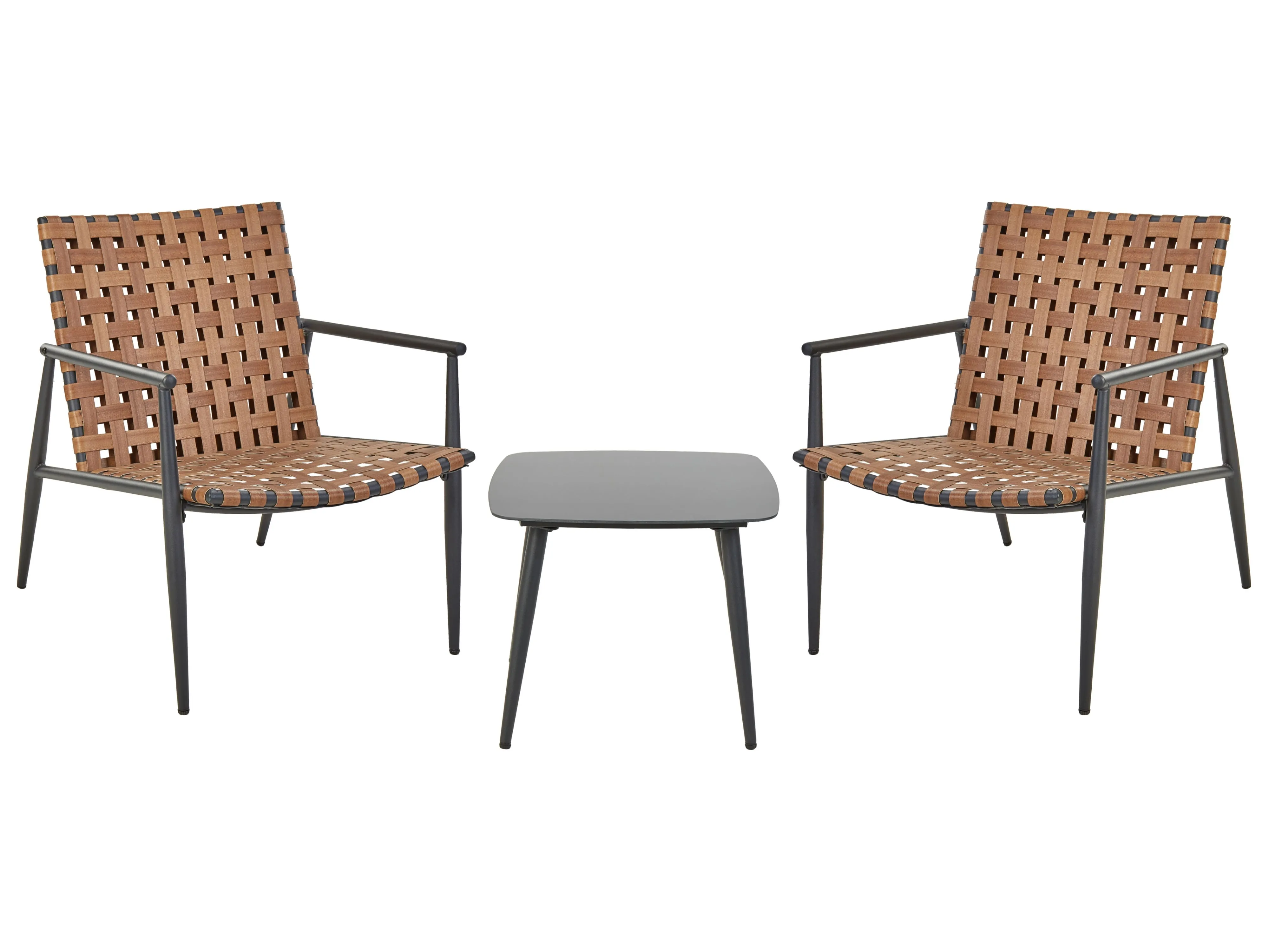 Bistro Set ZIRIA PE Rattan Brown