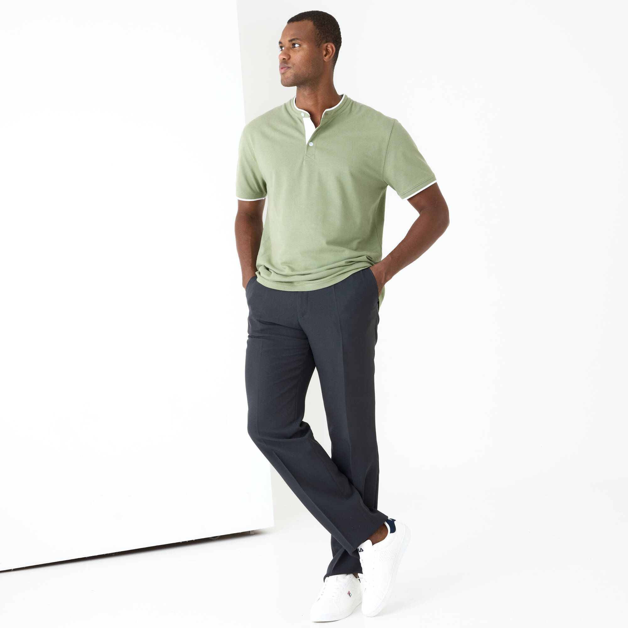 Polo uni col mao maille piquée manches courtes
