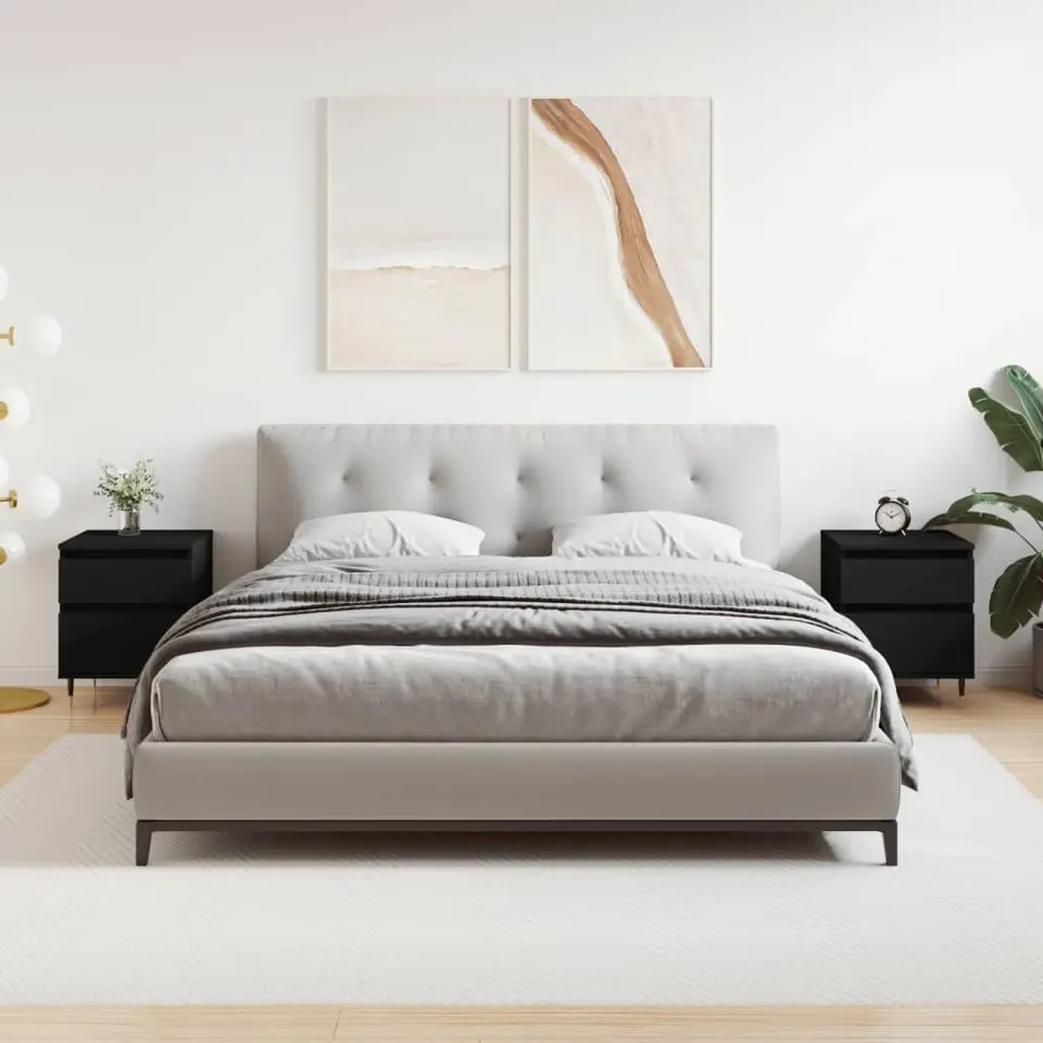 vidaXL - Nachtkastje - Zwart - Bewerkt hout - 2 stuks