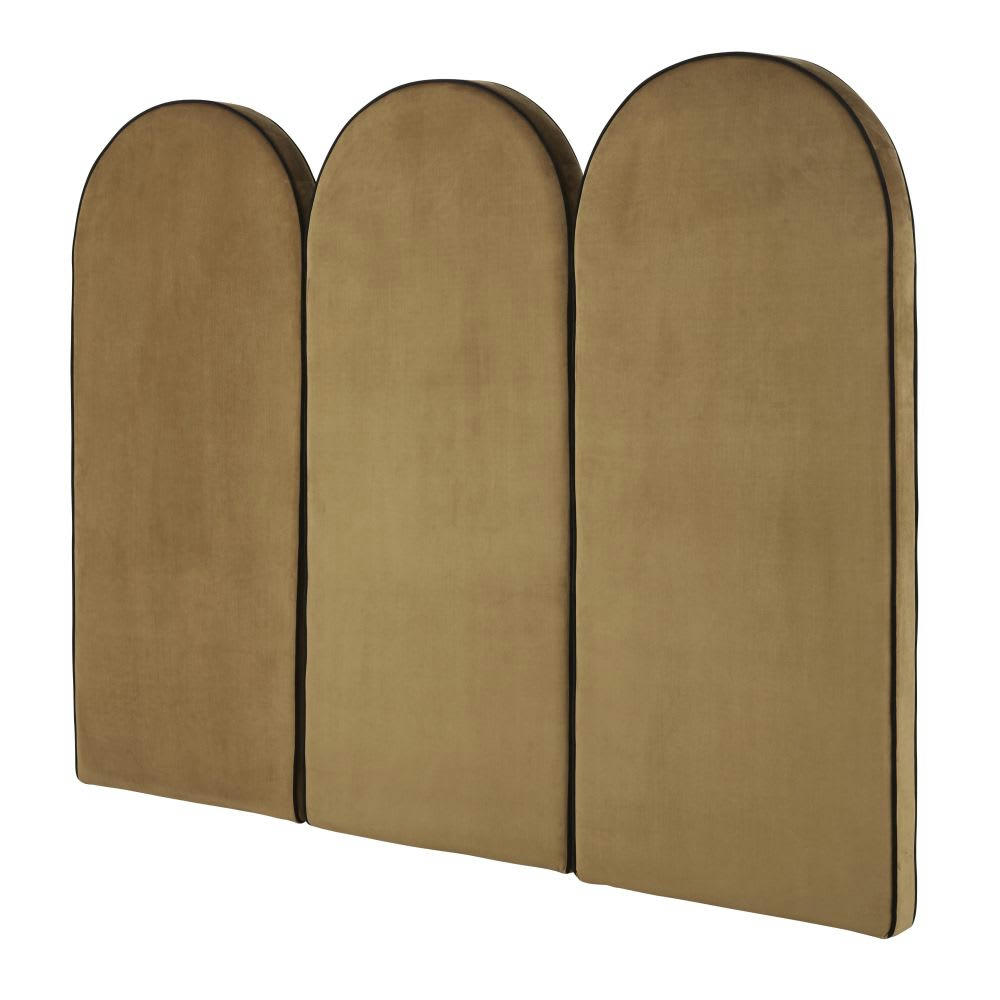 Hackney Business - Tête de lit modulable professionnelle en velours de polyester recyclé ocre 60x140