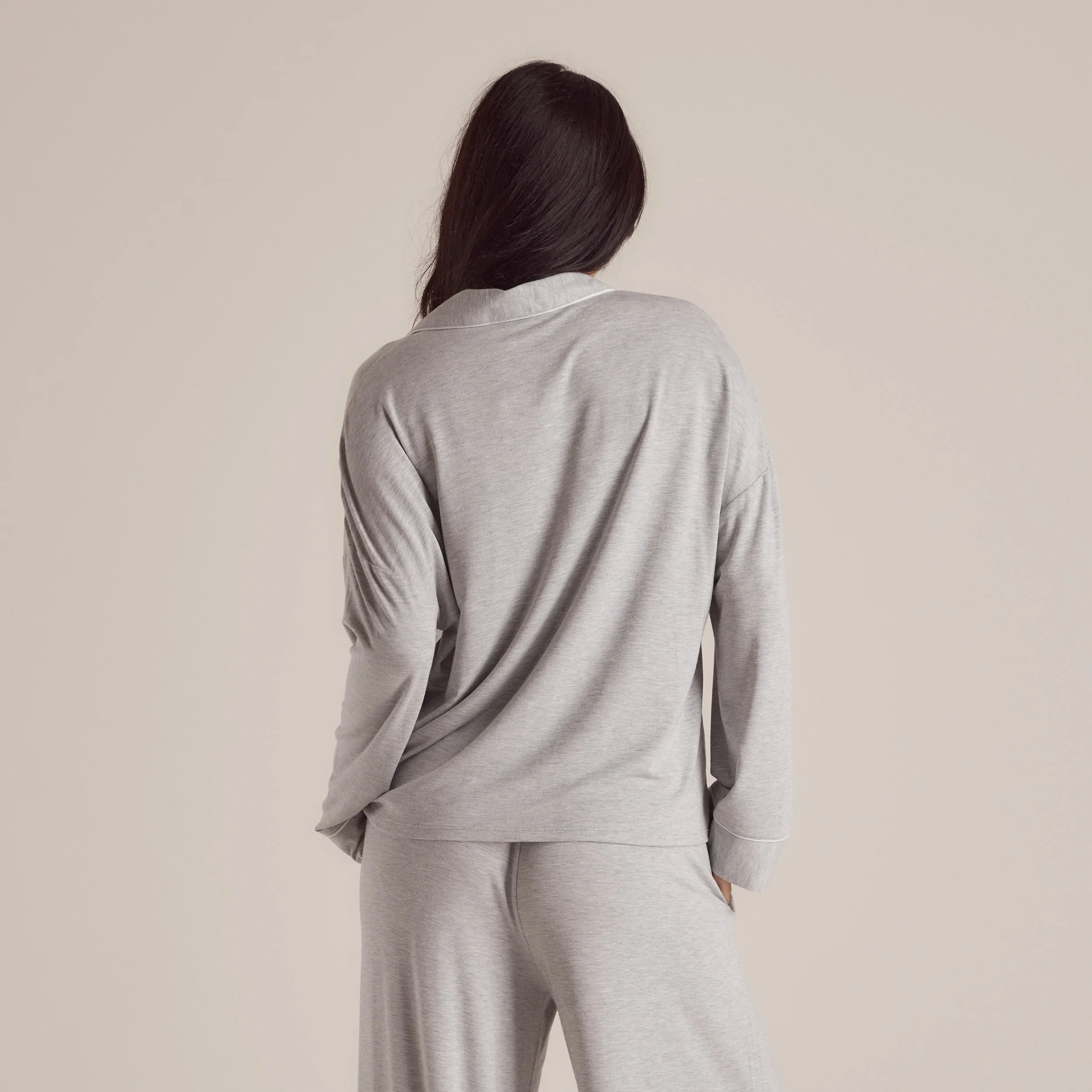 Modal Pyjama Shirt - Grey Marl