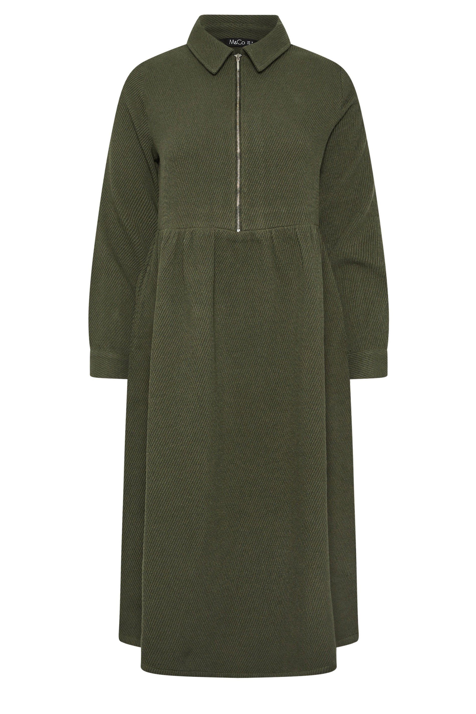 M&Co Petite Zip Detail Twill Dress