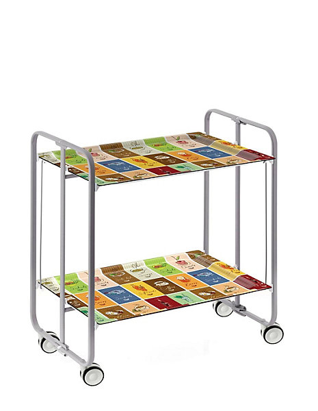 Desserte pliante BAUHAUS avec roulettes, Structure grise, 2 niveaux, 4 positions