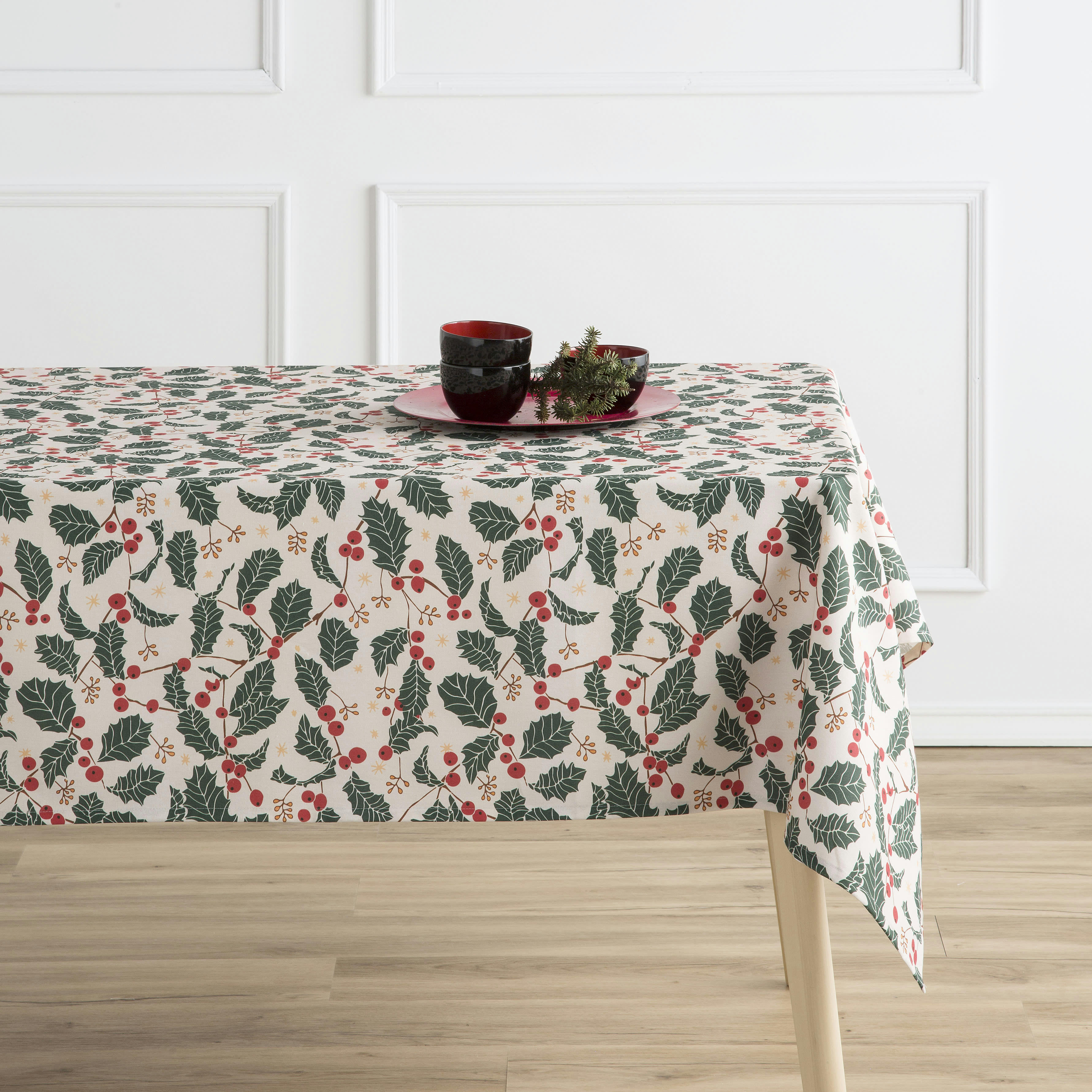 MUERDAGO BEIG - Nappe multicolore imprimée anti-taches coton 140x140 cm