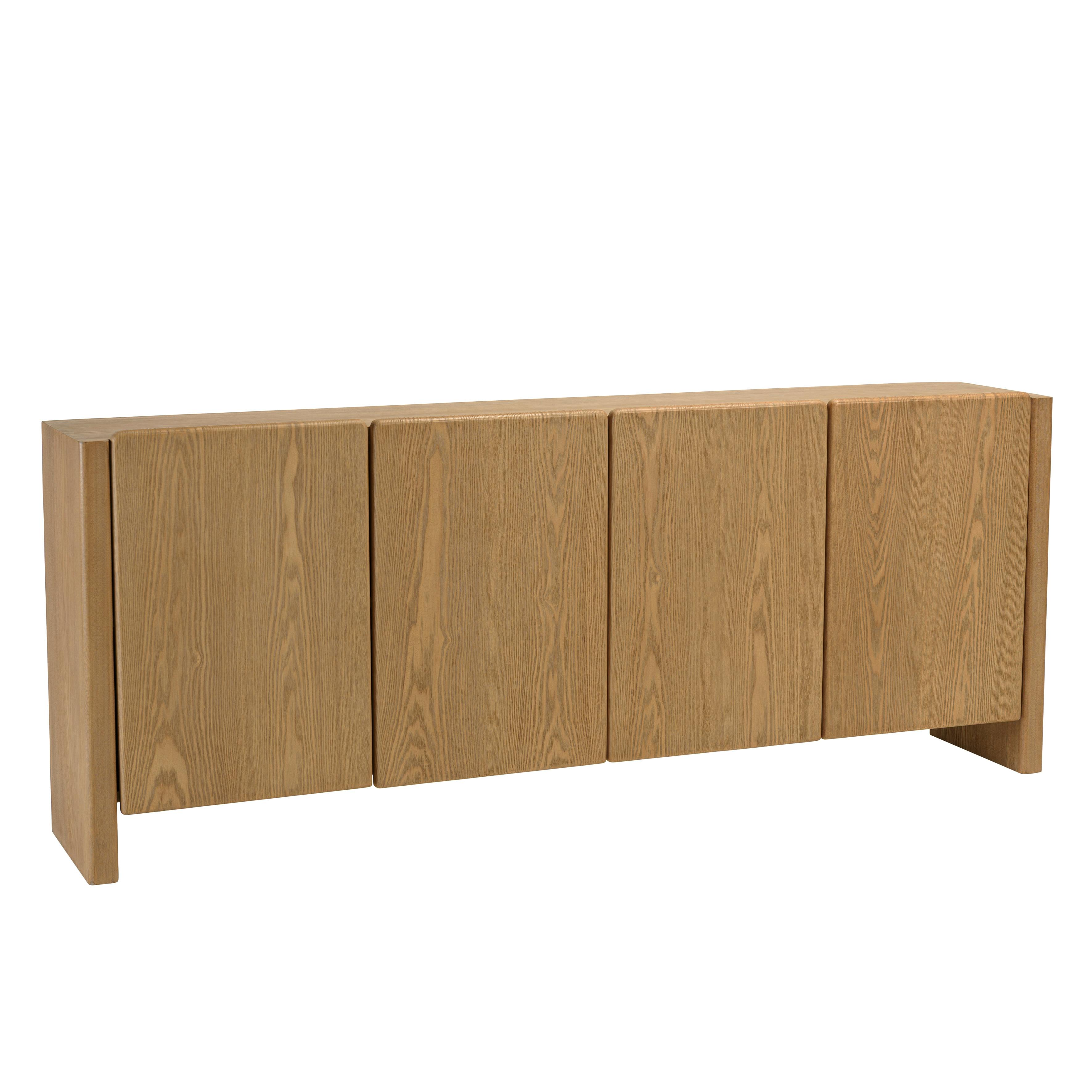 Buffet 190cm couleur naturelle 4 portes design arrondi VELAR