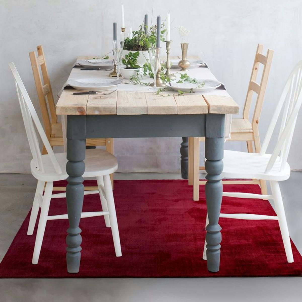 SANTAL - Tapis aspect velours burgundy 120x170