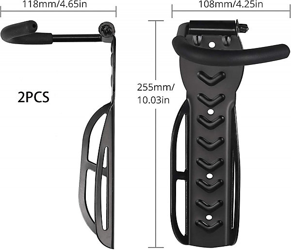 CODEKEY Lot de 2 Porte-vélos mural pièces - Support mural noir pour 2 vélos